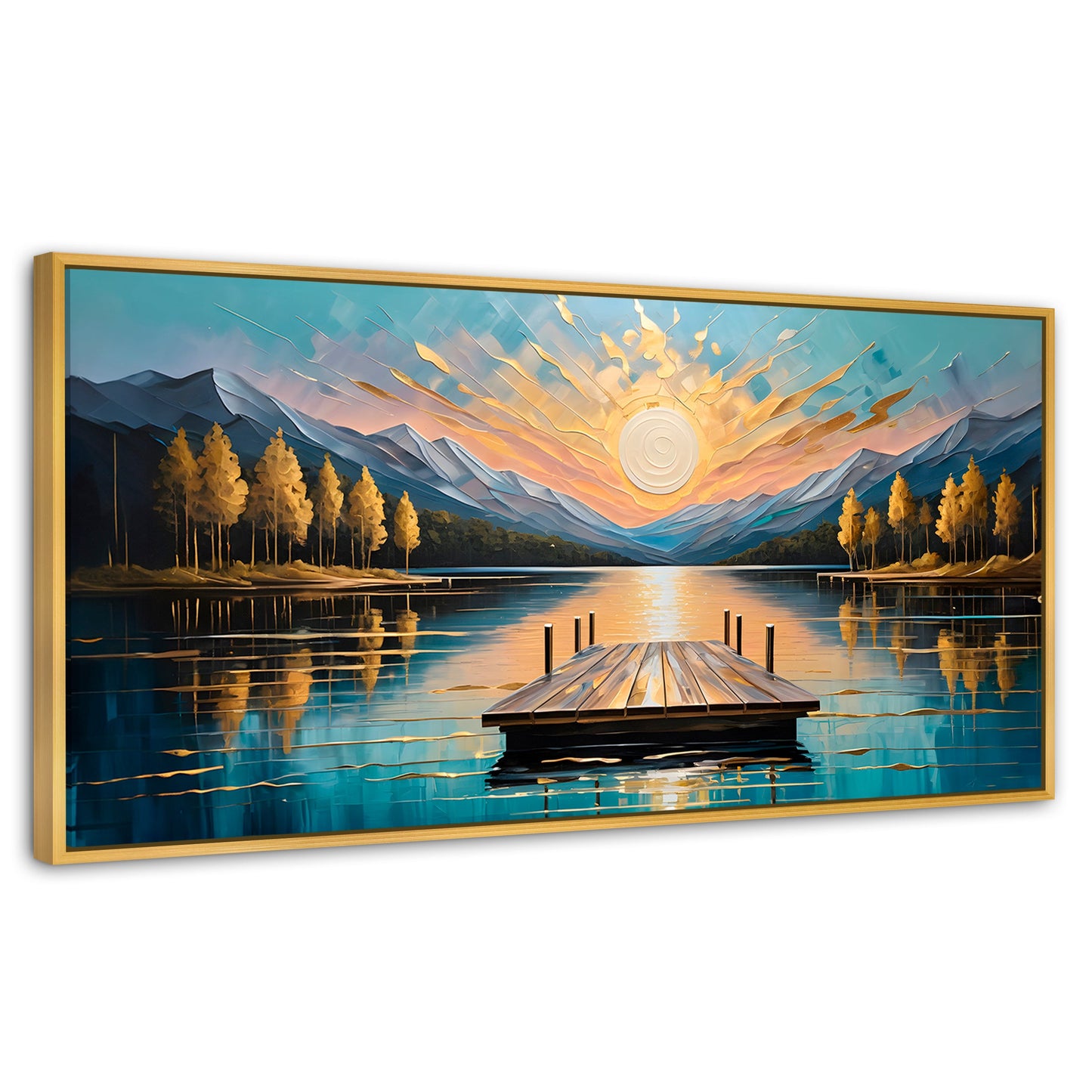 Cuadros Decorativos Canvas Revolution | Atardecer En Muelle | Panoramico | Portada | Marco Madera