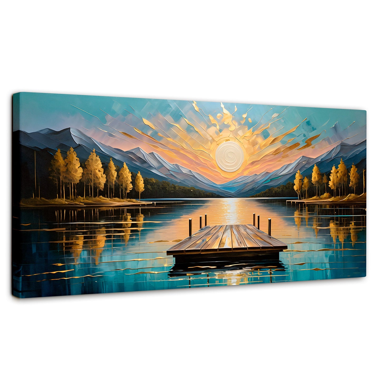 Cuadros Decorativos Canvas Revolution | Atardecer En Muelle | Panoramico | Portada | Marco SinMarco