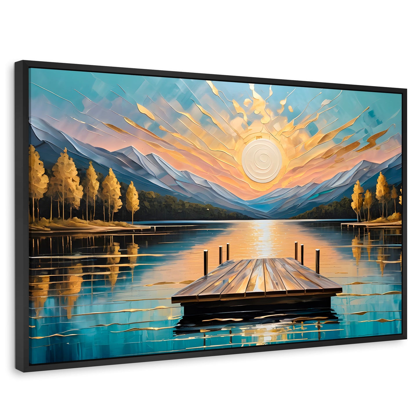 Cuadros Decorativos Canvas Revolution | Atardecer En Muelle | Rectangular | Portada | Marco Negro
