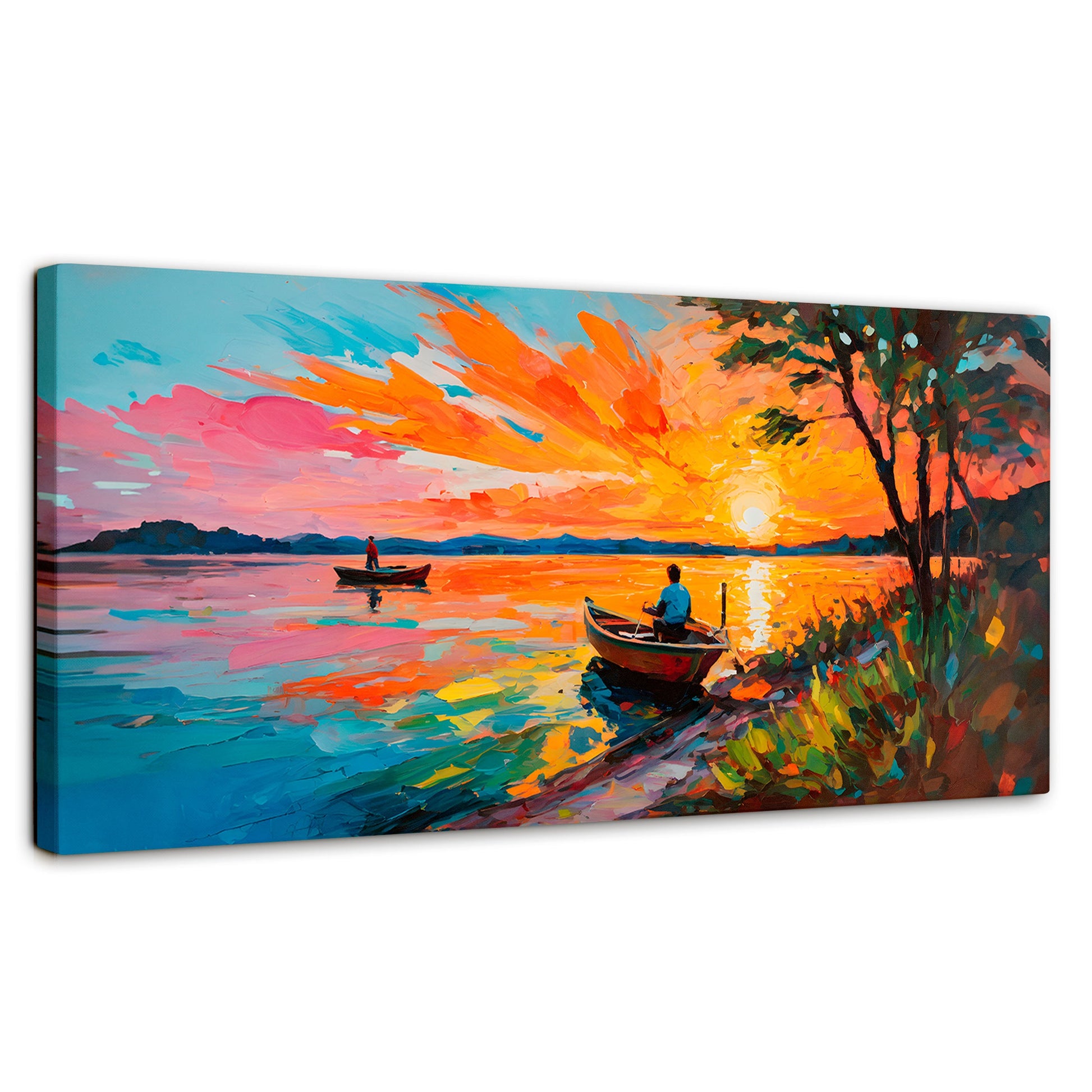 Cuadros Decorativos Canvas Revolution | Atardecer Lago | Panoramico | Portada | Marco SinMarco