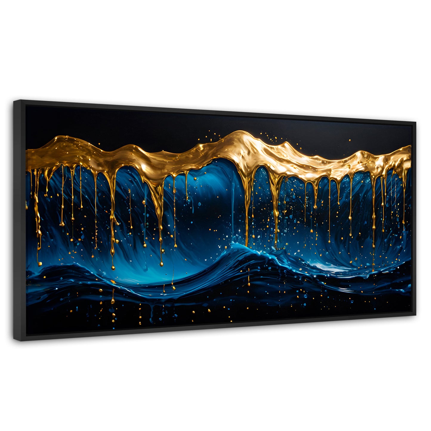 Cuadros Decorativos Canvas Revolution | Azul Dorado | Panoramico | Portada | Marco Plateado