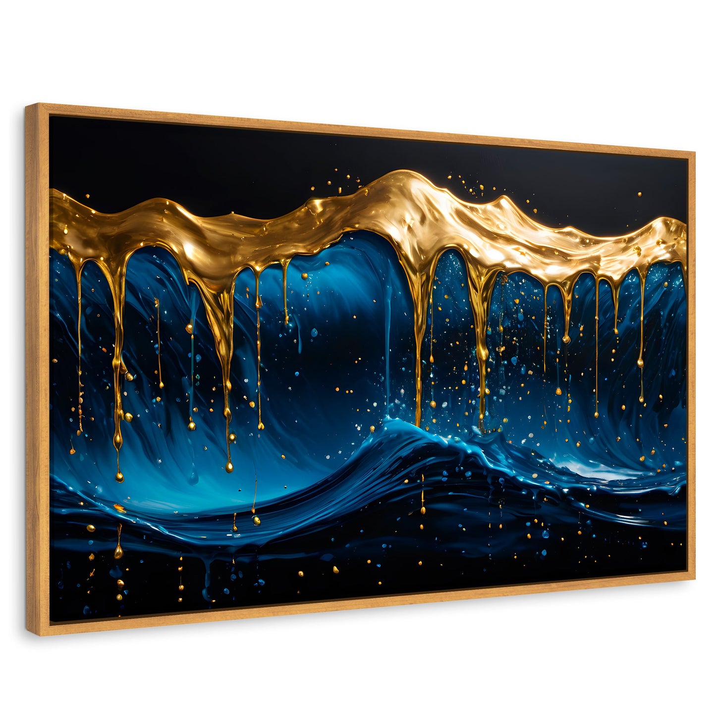 Cuadros Decorativos Canvas Revolution | Azul Dorado | Rectangular | Portada | Marco Madera