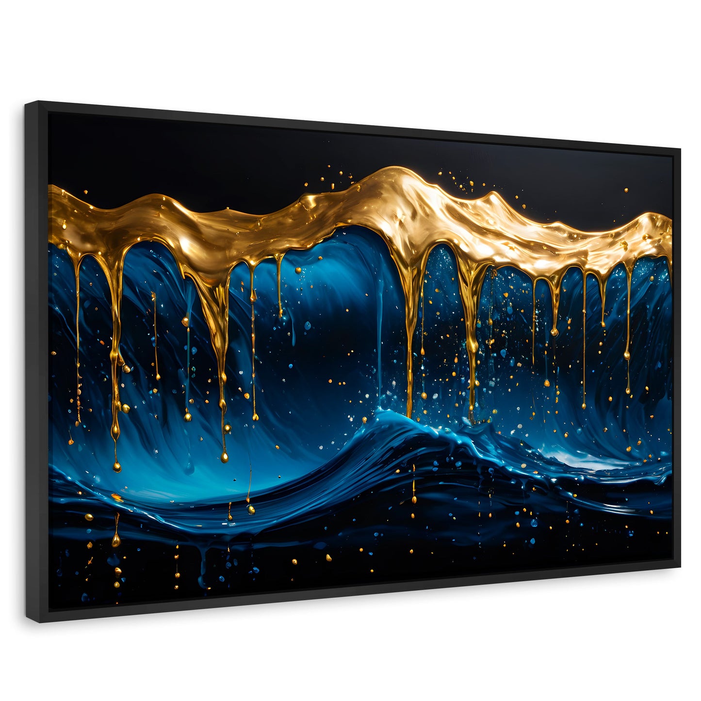 Cuadros Decorativos Canvas Revolution | Azul Dorado | Rectangular | Portada | Marco Negro