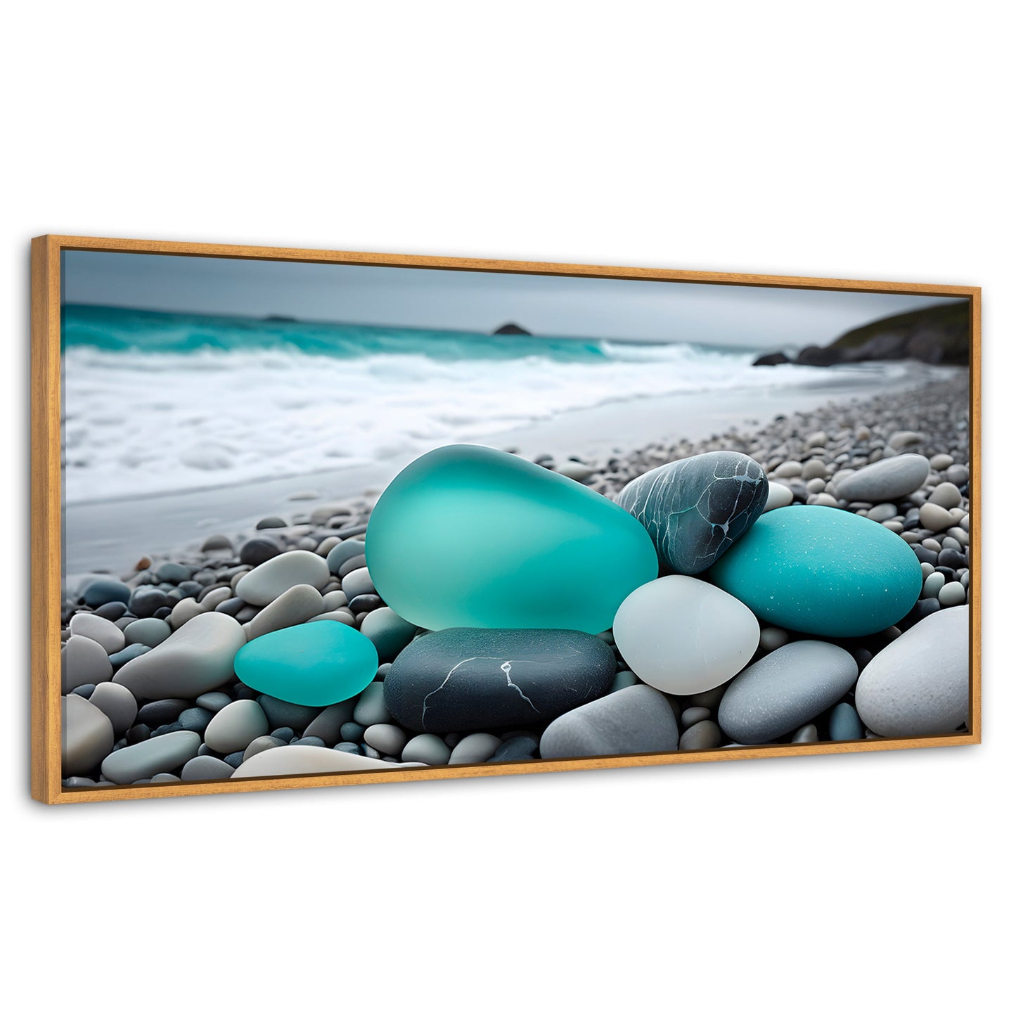 Cuadros Decorativos Canvas Revolution | Azul En La Orilla | Panoramico | Portada | Marco Negro