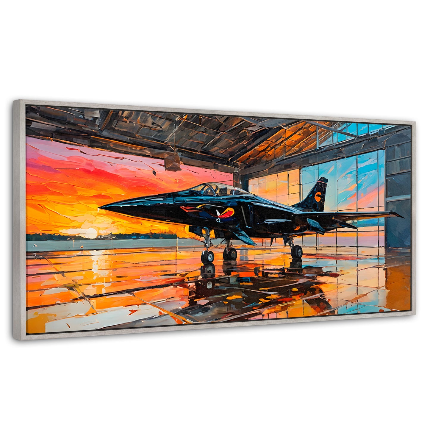 Cuadros Decorativos Canvas Revolution | Base Aerea Ocaso | Panoramico | Portada | Marco Plateado