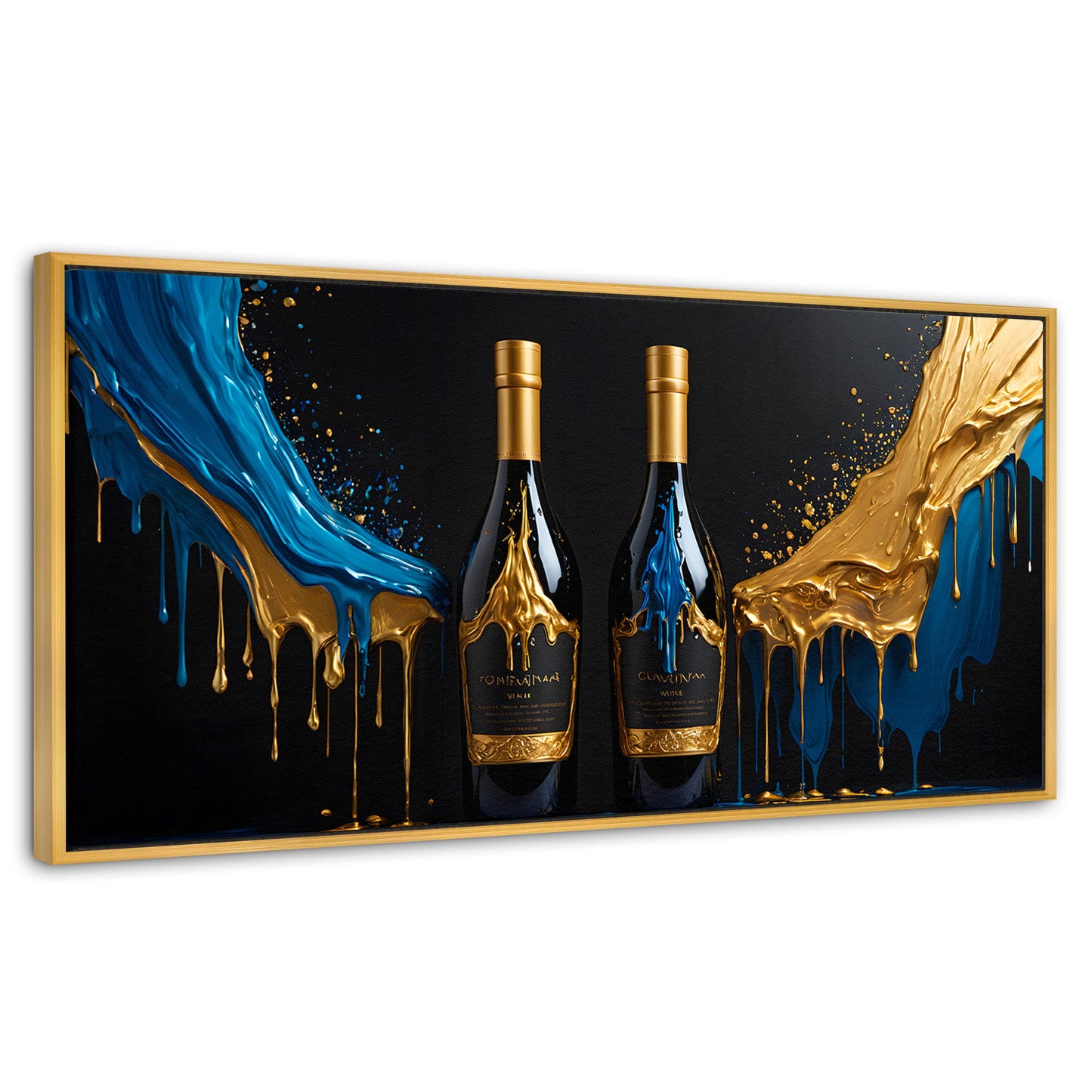 Cuadros Decorativos Canvas Revolution | Botella Azul Dorado | Panoramico | Portada