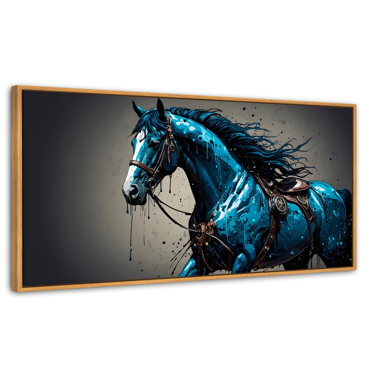 Cuadros Decorativos Canvas Revolution | Brillo Azul Equino | Panoramico | Portada | Marco Negro