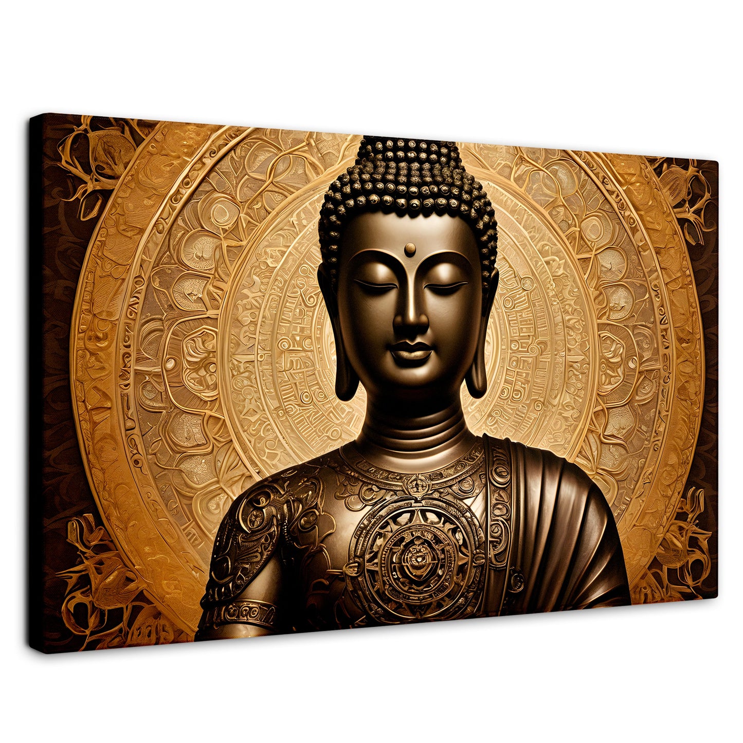 Cuadros Decorativos Canvas Revolution | Buda Astral Dorado | Rectangular | Portada | Marco SinMarco