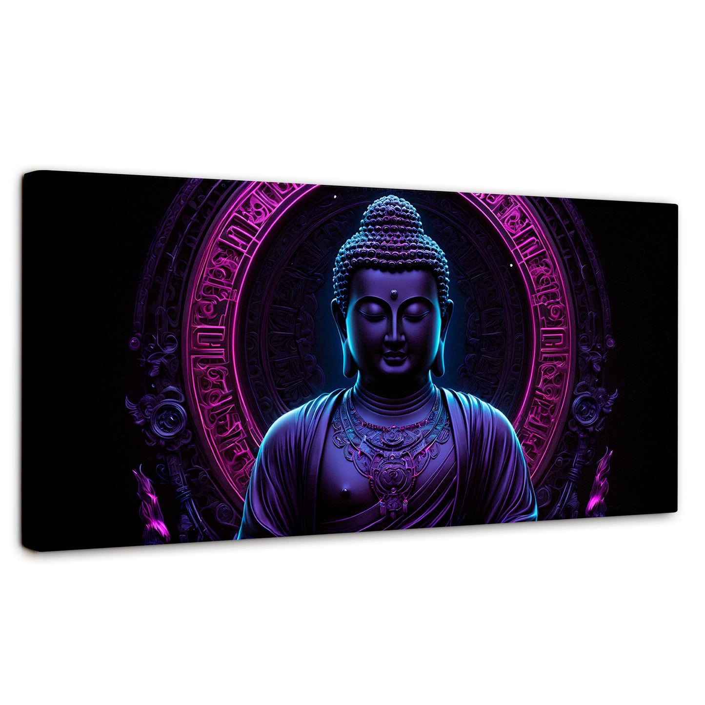 Cuadros Decorativos Canvas Revolution | Buda Neon Luminoso | Panoramico | Portada | Marco SinMarco