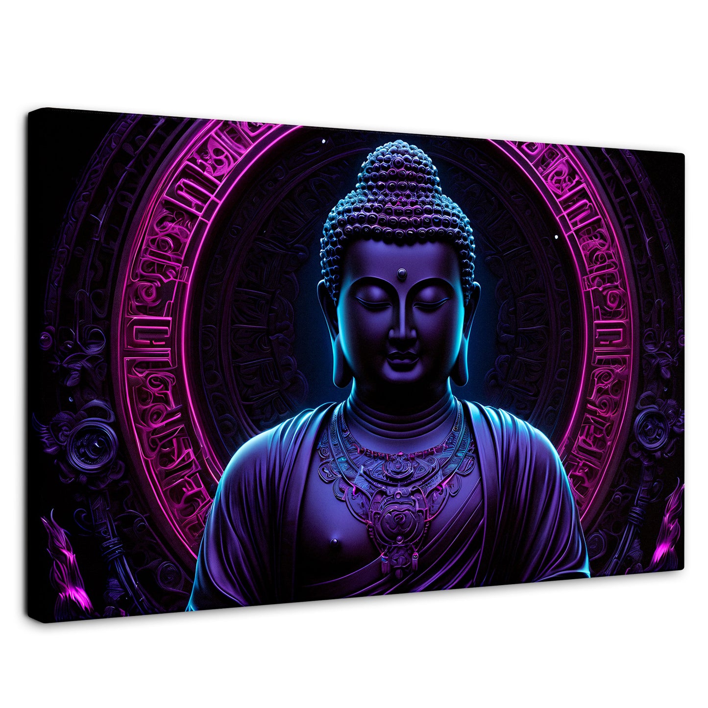 Cuadros Decorativos Canvas Revolution | Buda Neon Luminoso | Rectangular | Portada | Marco SinMarco