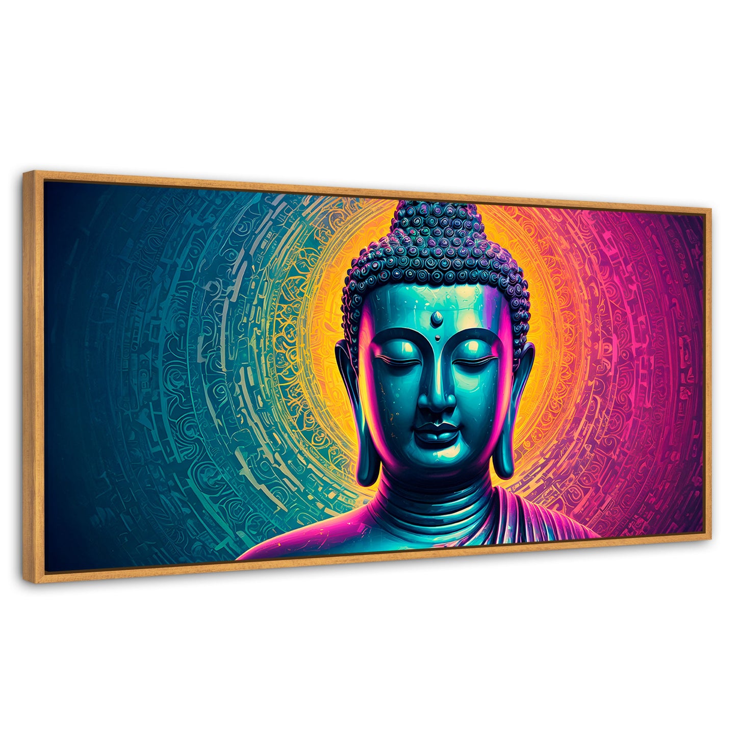 Cuadros Decorativos Canvas Revolution | Buda Sobre Universo | Panoramico | Portada | Marco Negro