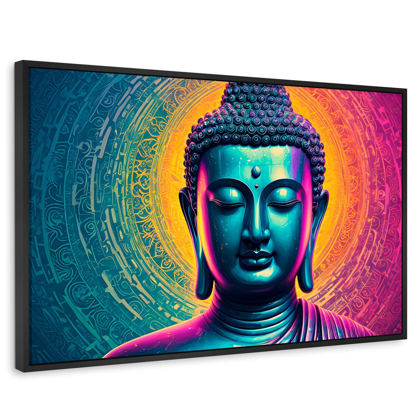 Cuadros Decorativos Canvas Revolution | Buda Sobre Universo | Rectangular | Portada | Marco Negro