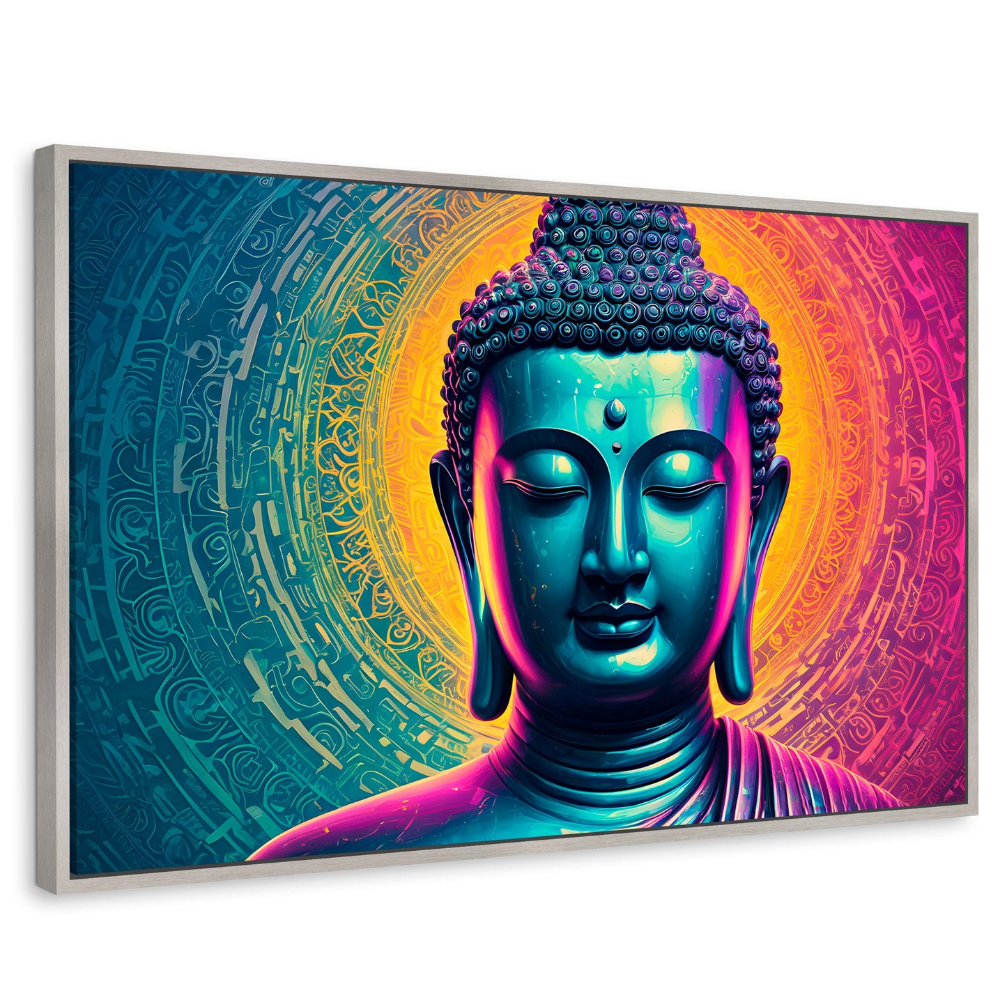 Cuadros Decorativos Canvas Revolution | Buda Sobre Universo | Rectangular | Portada | Marco Plateado