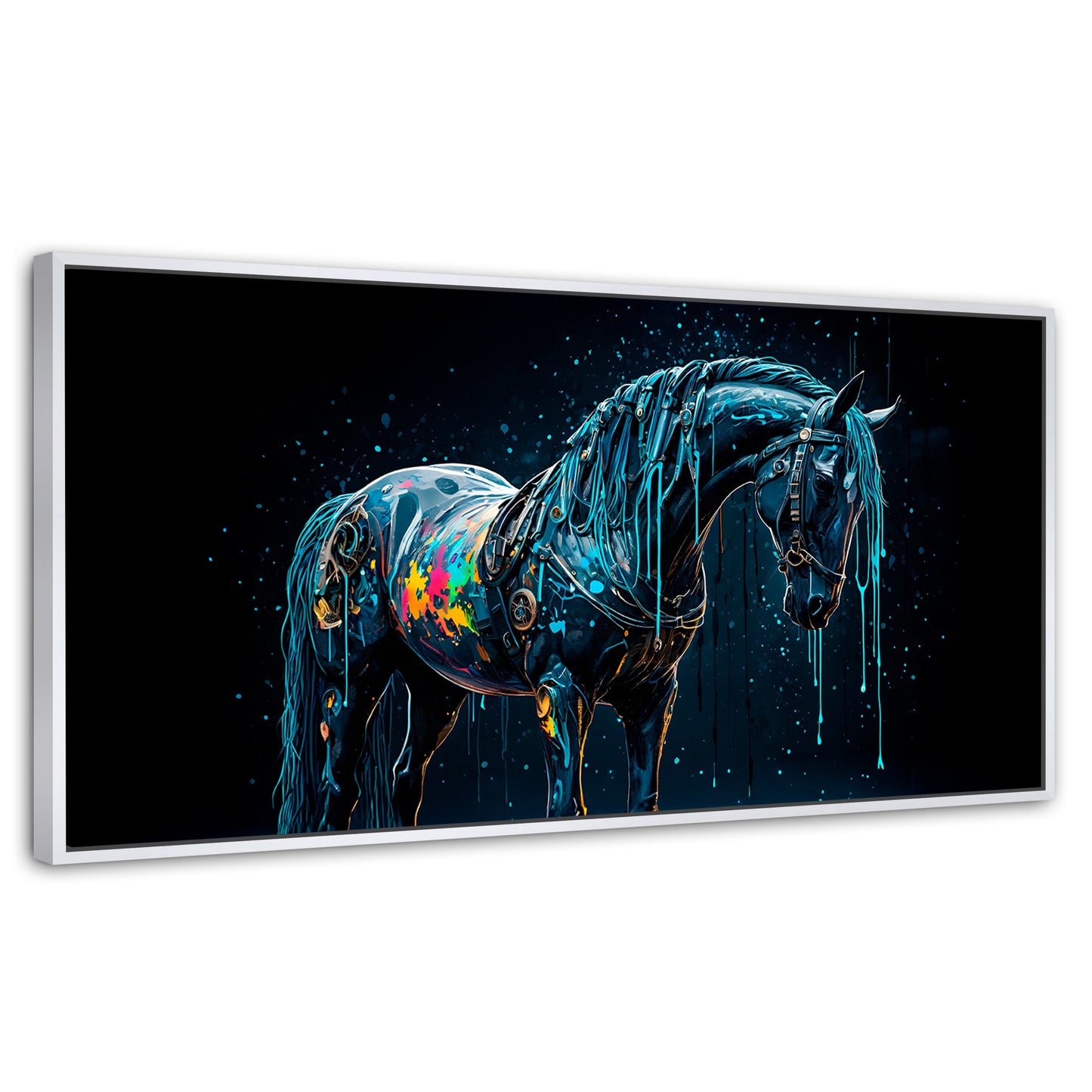 Cuadros Decorativos Canvas Revolution | Caballo Fusiones | Panoramico | Portada | Marco Dorado