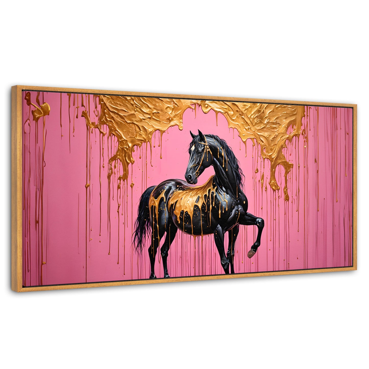 Cuadros Decorativos Canvas Revolution | Caballo Oro Rosa | Panoramico | Portada