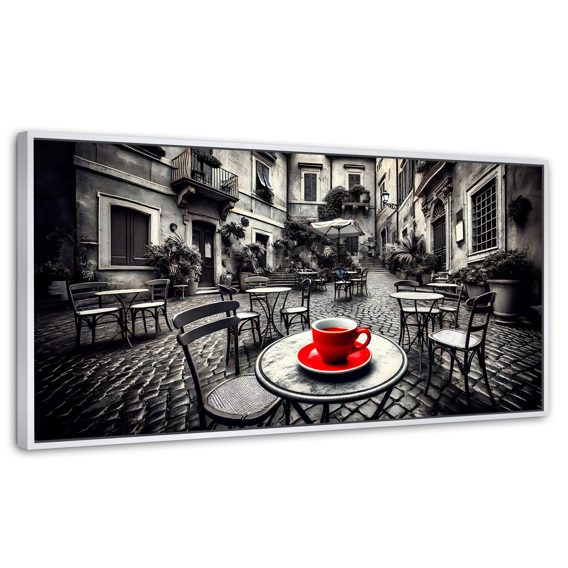 Cuadros Decorativos Canvas Revolution | Cafe Y Silencio | Panoramico | Portada | Marco Dorado