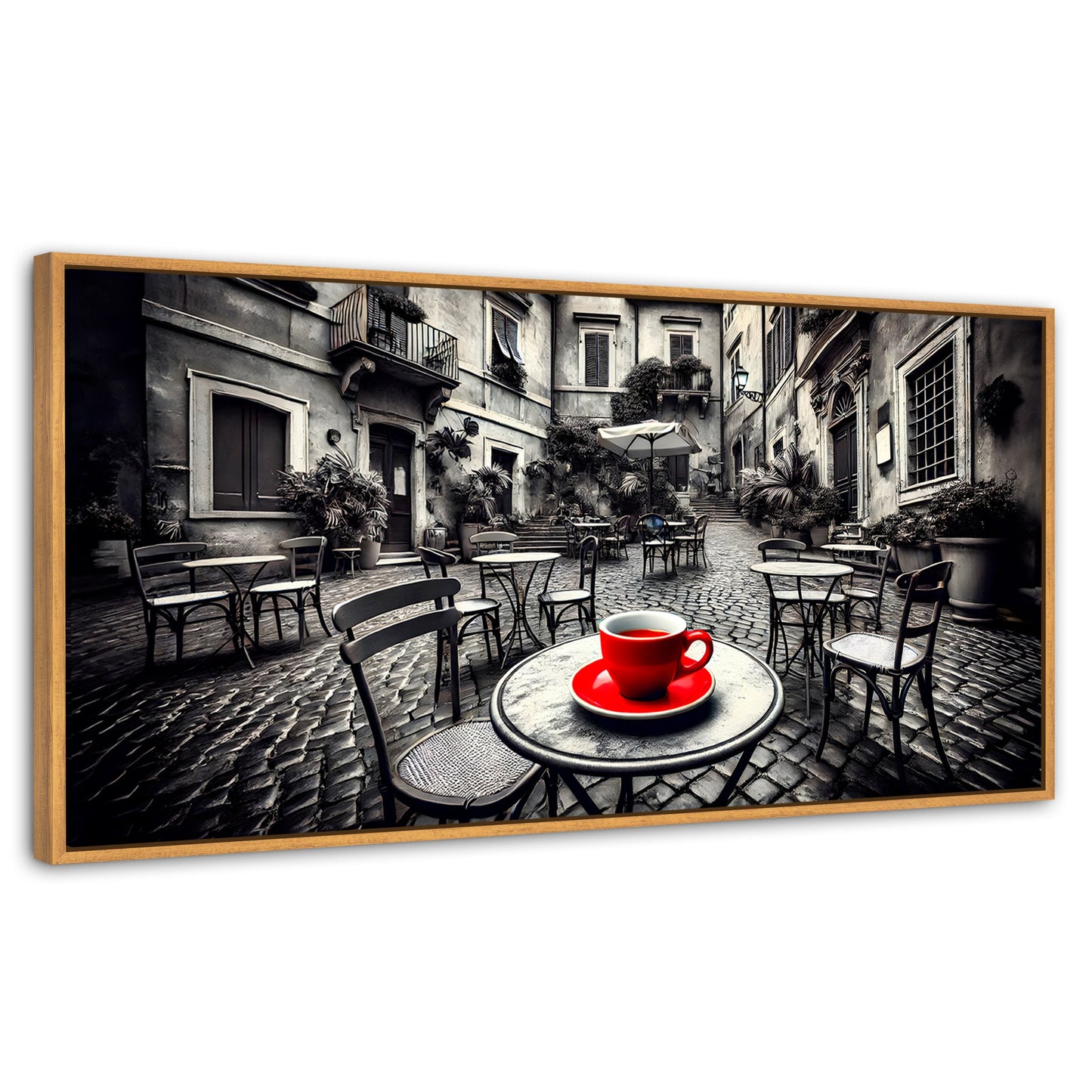 Cuadros Decorativos Canvas Revolution | Cafe Y Silencio | Panoramico | Portada | Marco Negro