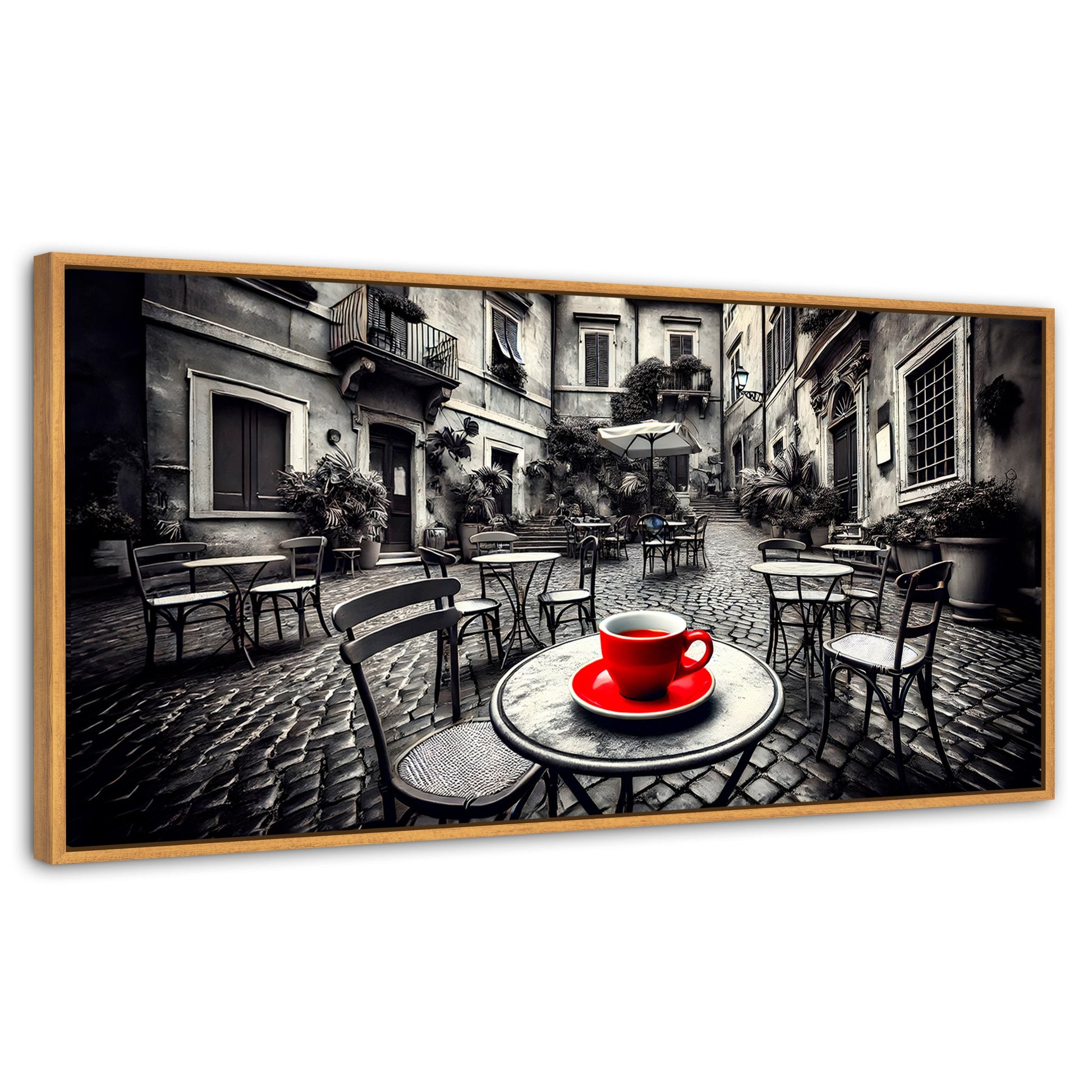 Cuadros Decorativos Canvas Revolution | Cafe Y Silencio | Panoramico | Portada | Marco Negro