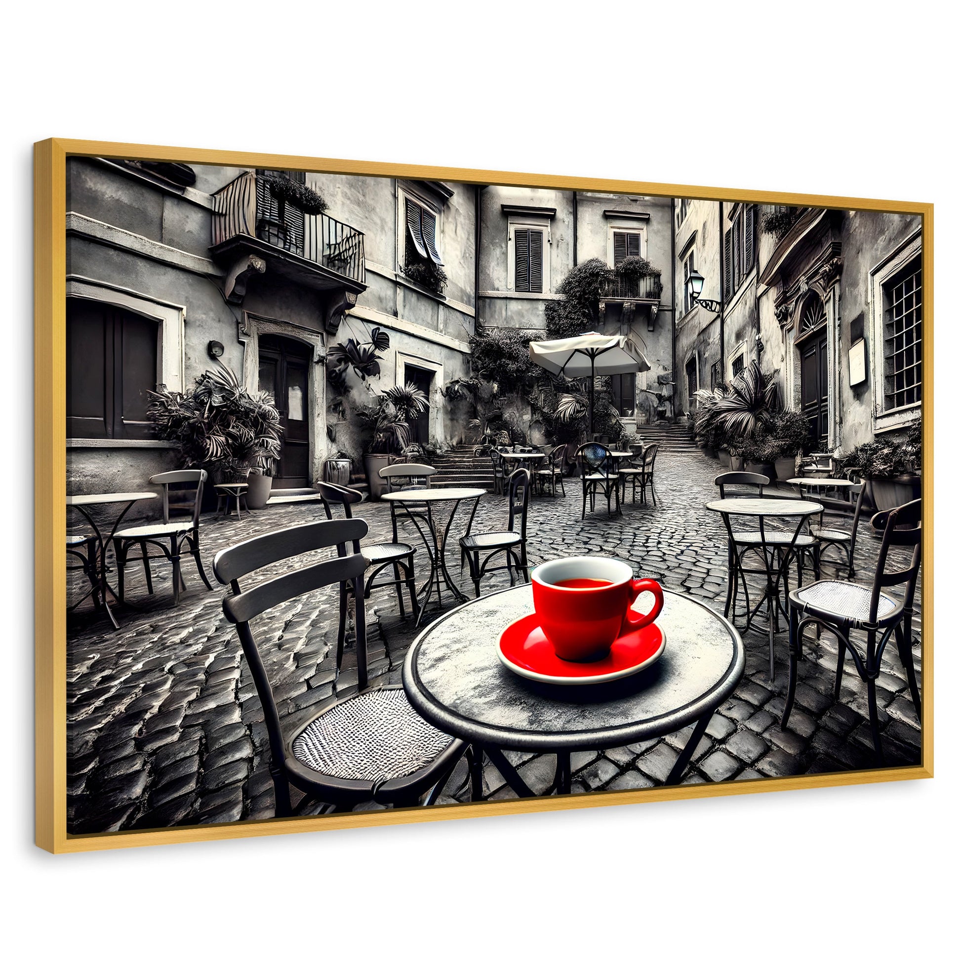 Cuadros Decorativos Canvas Revolution | Cafe Y Silencio | Rectangular | Portada | Marco Dorado