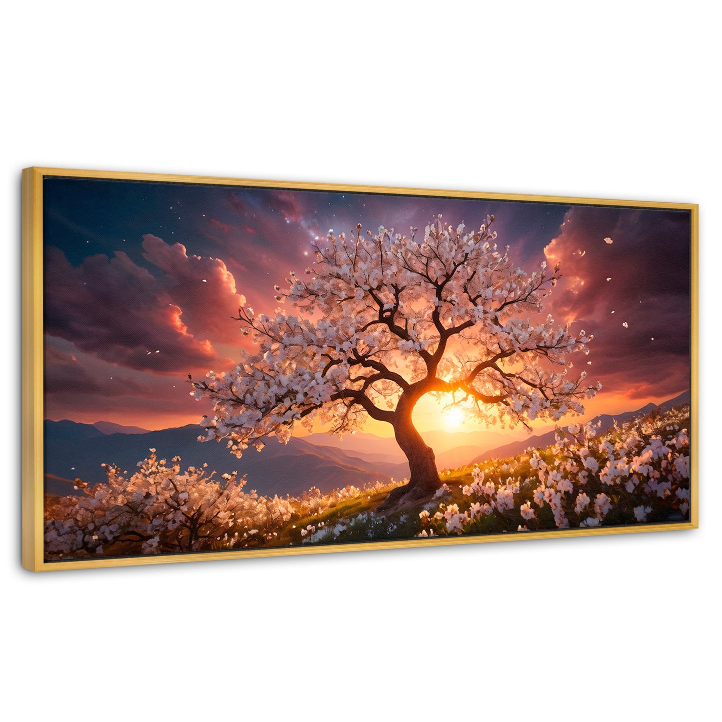 Cuadros Decorativos Canvas Revolution | Calido Resplandor | Panoramico | Portada | Marco Dorado