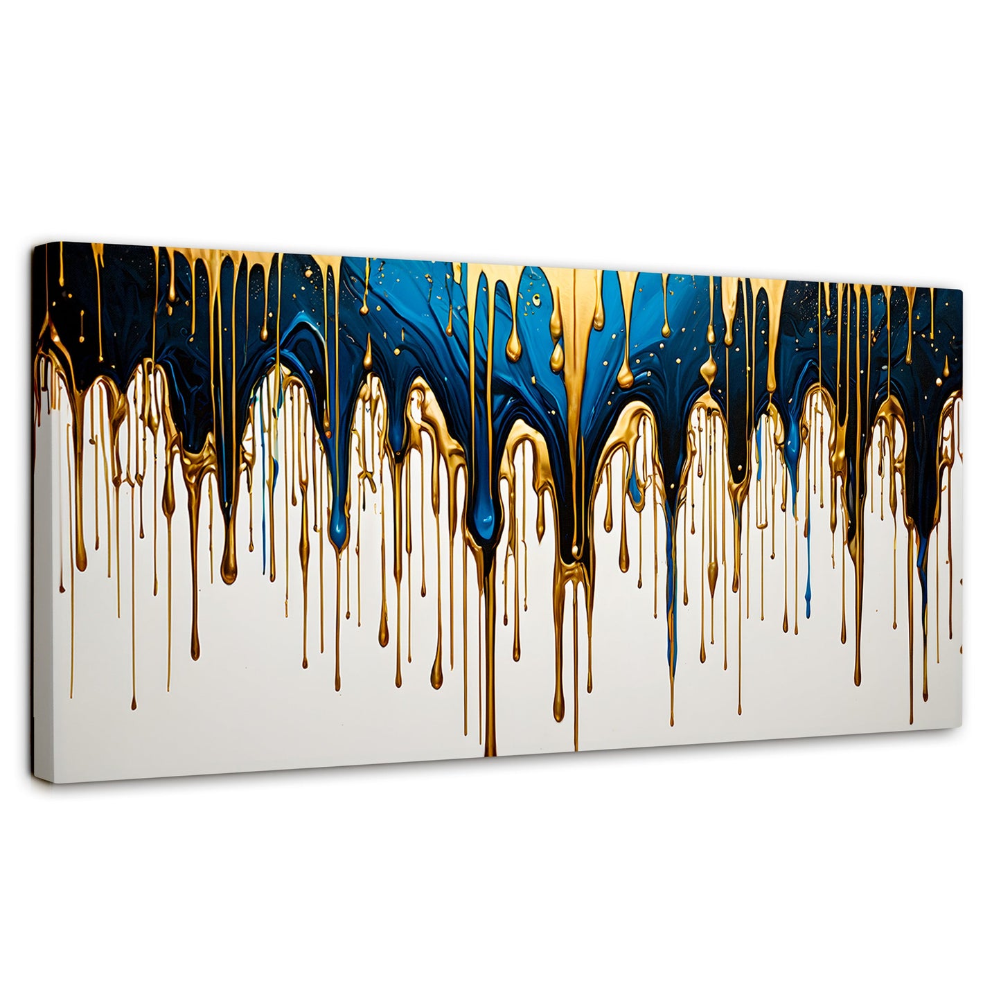 Cuadros Decorativos Canvas Revolution | Cascada Azul Dorado | Panoramico | Portada | Marco SinMarco