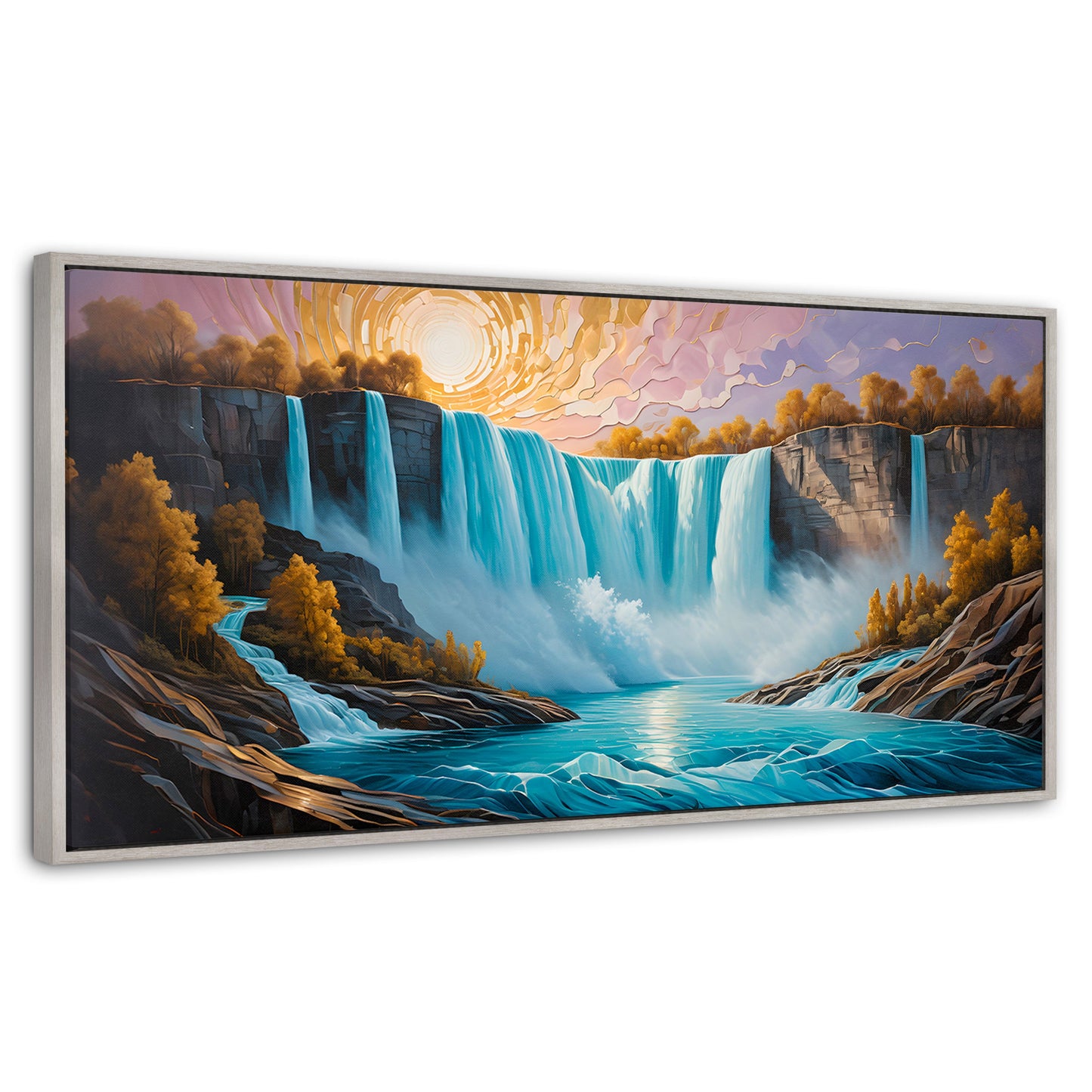 Cuadros Decorativos Canvas Revolution | Cascada Dorada Sol | Panoramico | Portada