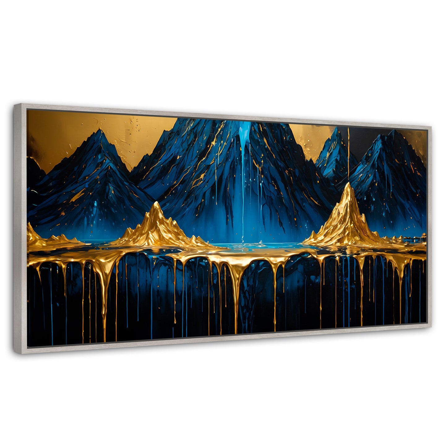 Cuadros Decorativos Canvas Revolution | Cascadas Doradas | Panoramico | Portada | Marco Blanco