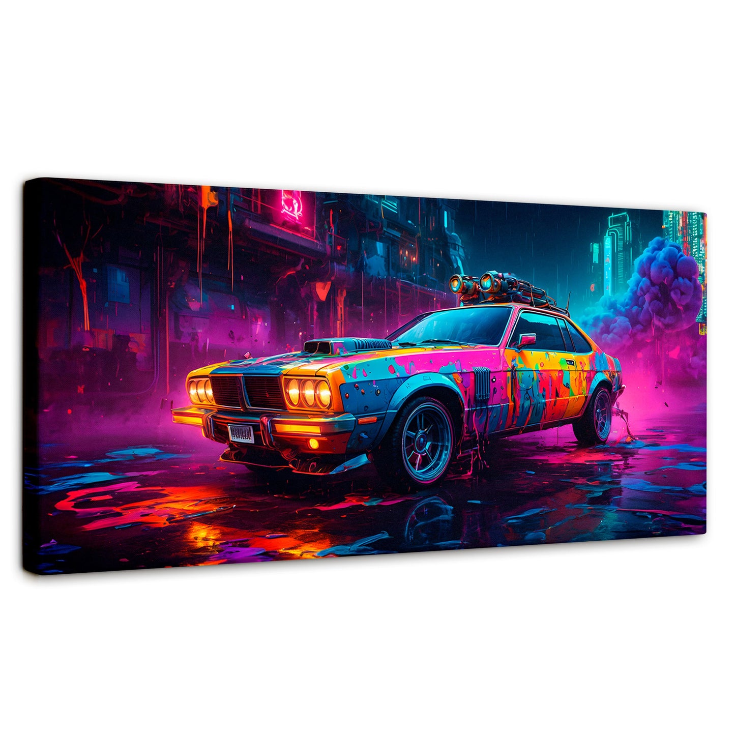 Cuadros Decorativos Canvas Revolution | Coche Abstracto | Panoramico | Portada | Marco SinMarco