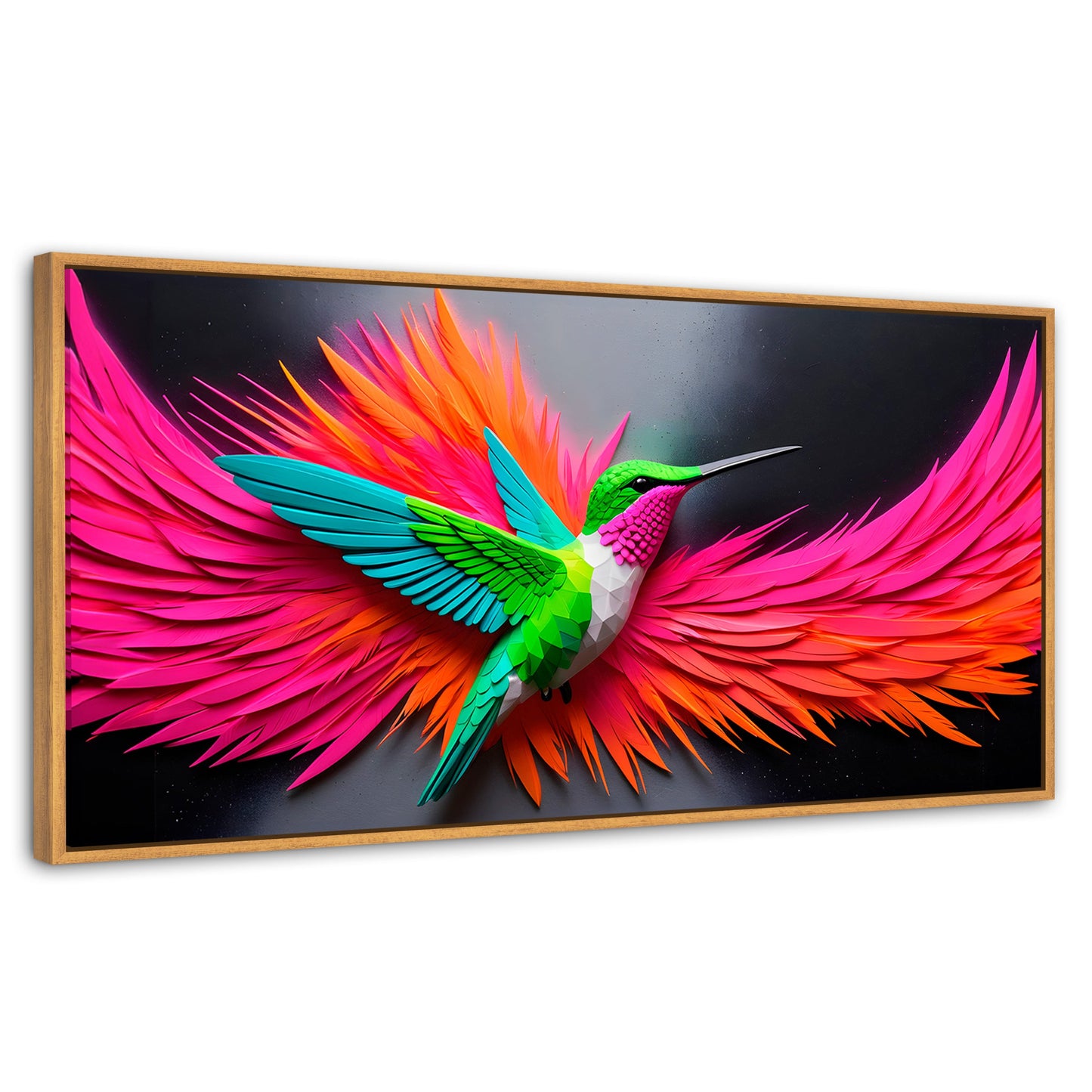 Cuadros Decorativos Canvas Revolution | Colibri Arcoiris | Panoramico | Portada | Marco Negro