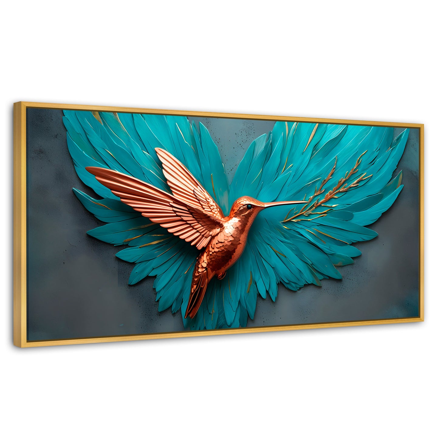 Cuadros Decorativos Canvas Revolution | Colibri Celeste | Panoramico | Portada | Marco Madera