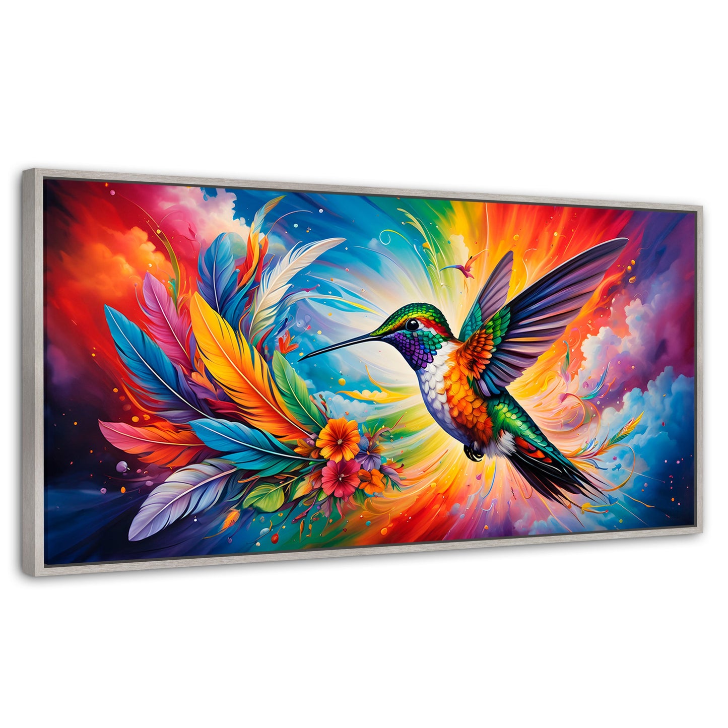 Cuadros Decorativos Canvas Revolution | Colibri Celestial | Panoramico | Portada | Marco Blanco