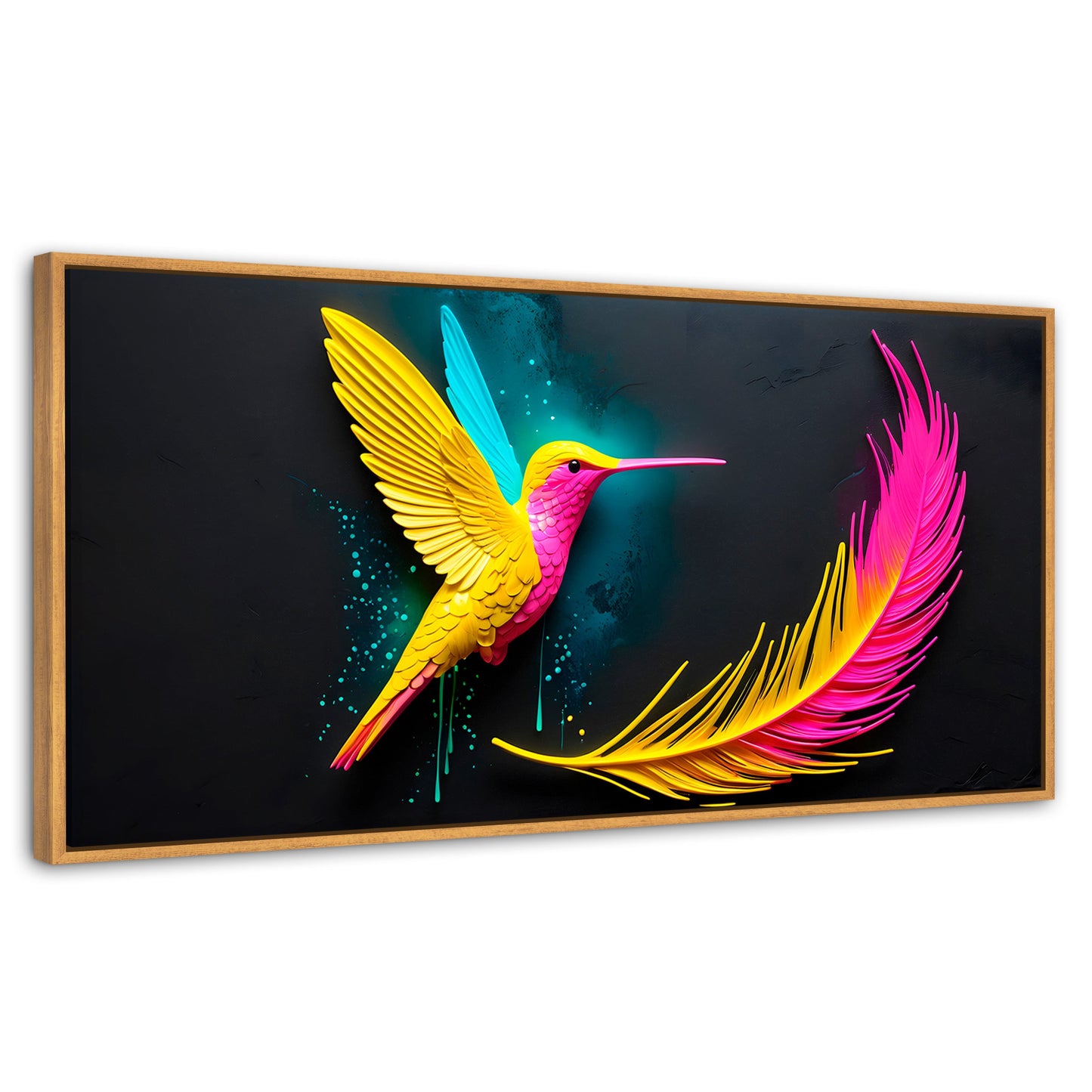 Cuadros Decorativos Canvas Revolution | Colibri De Luz | Panoramico | Portada | Marco Negro