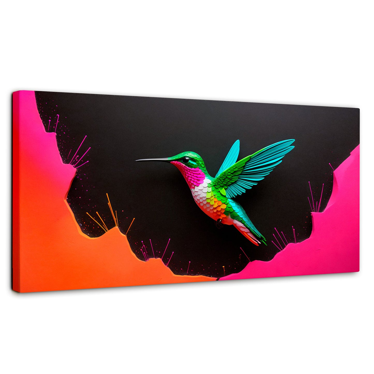 Cuadros Decorativos Canvas Revolution | Colibri En Colores | Panoramico | Portada | Marco SinMarco