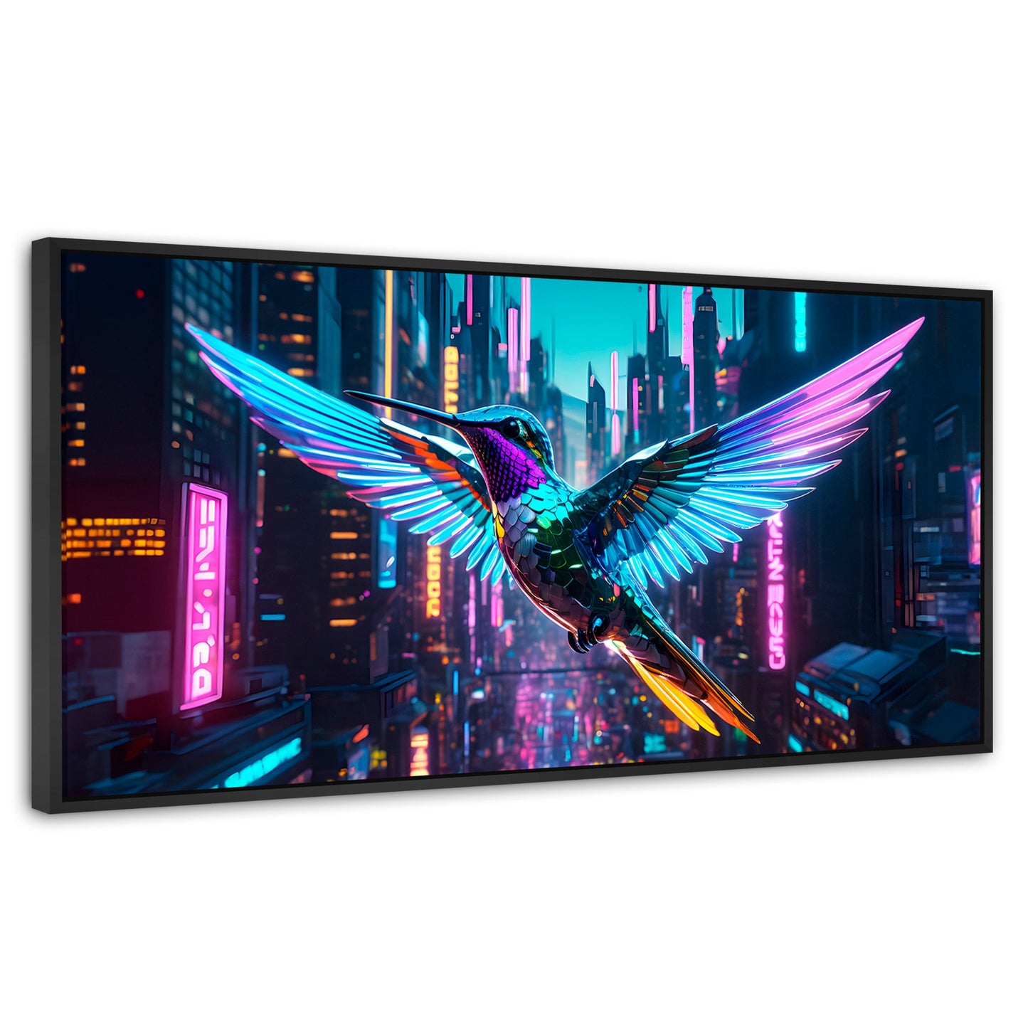 Cuadros Decorativos Canvas Revolution | Colibri Estelar | Panoramico | Portada | Marco Plateado