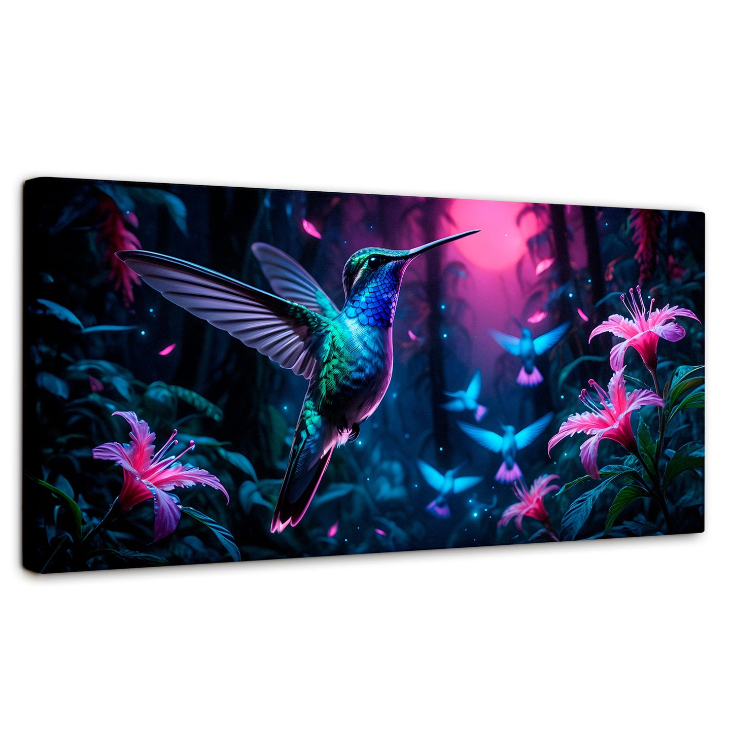 Cuadros Decorativos Canvas Revolution | Colibri Fluoresente | Panoramico | Portada | Marco SinMarco