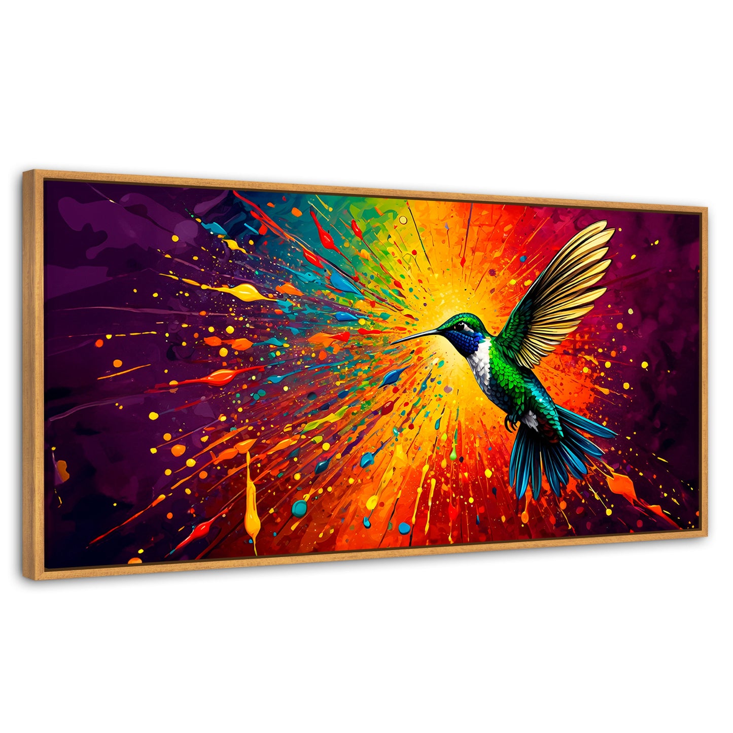 Cuadros Decorativos Canvas Revolution | Colibri Radiante | Panoramico | Portada | Marco Negro