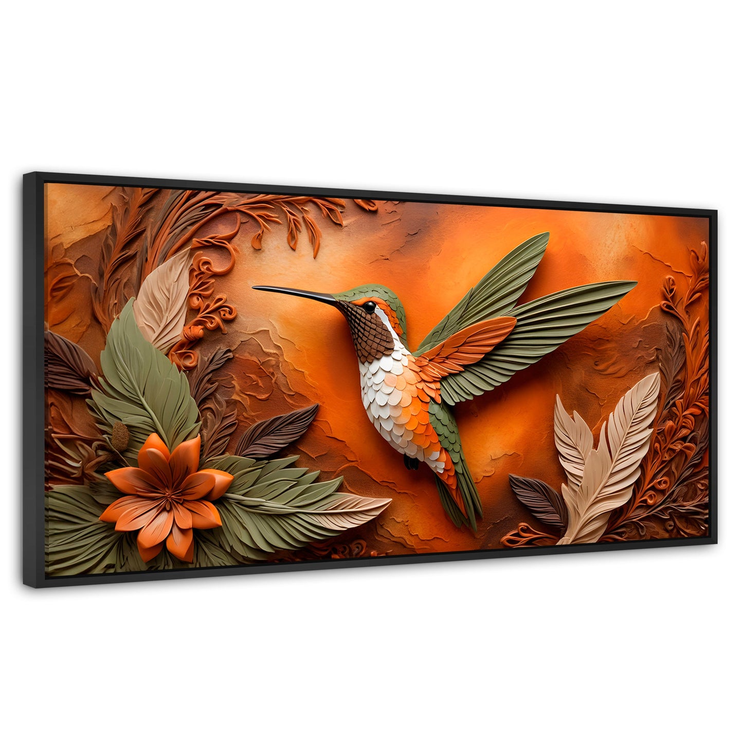 Cuadros Decorativos Canvas Revolution | Colibri Sublime | Panoramico | Portada | Marco Plateado