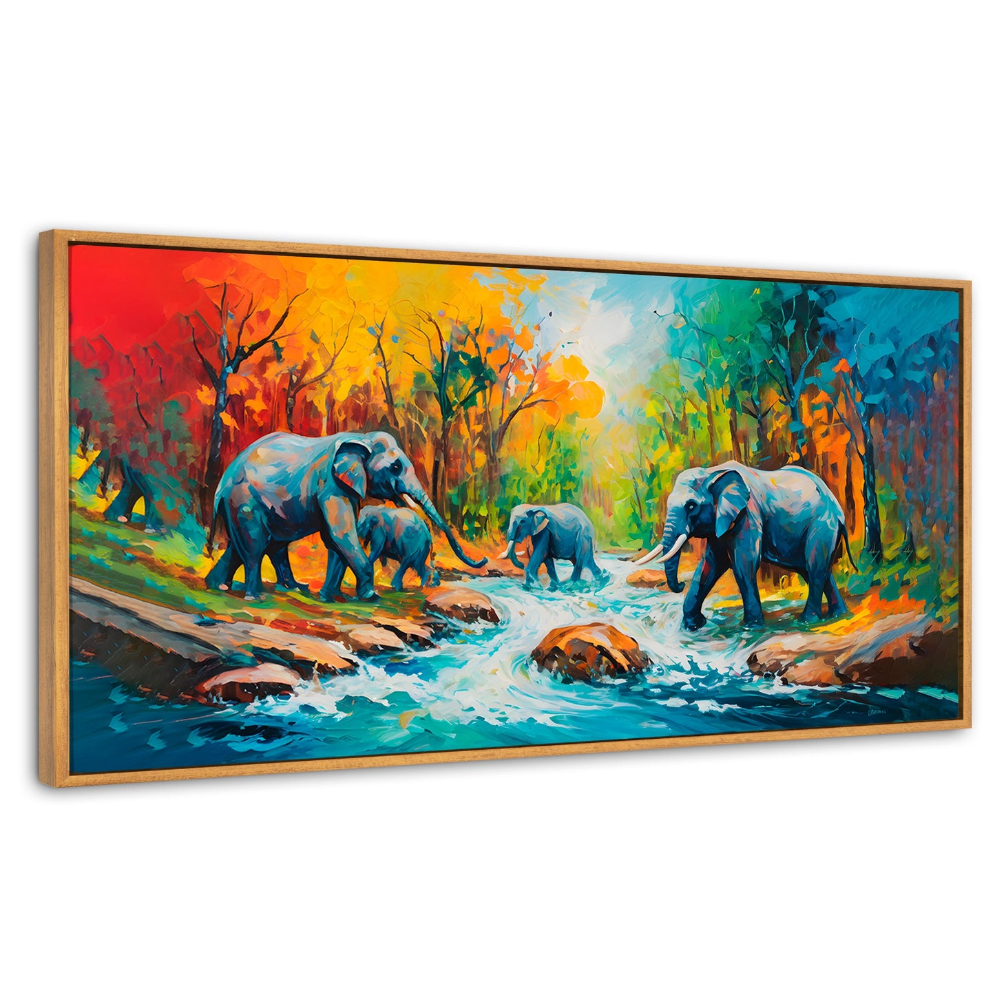 Cuadros Decorativos Canvas Revolution | Cruce Elefantes | Panoramico | Portada
