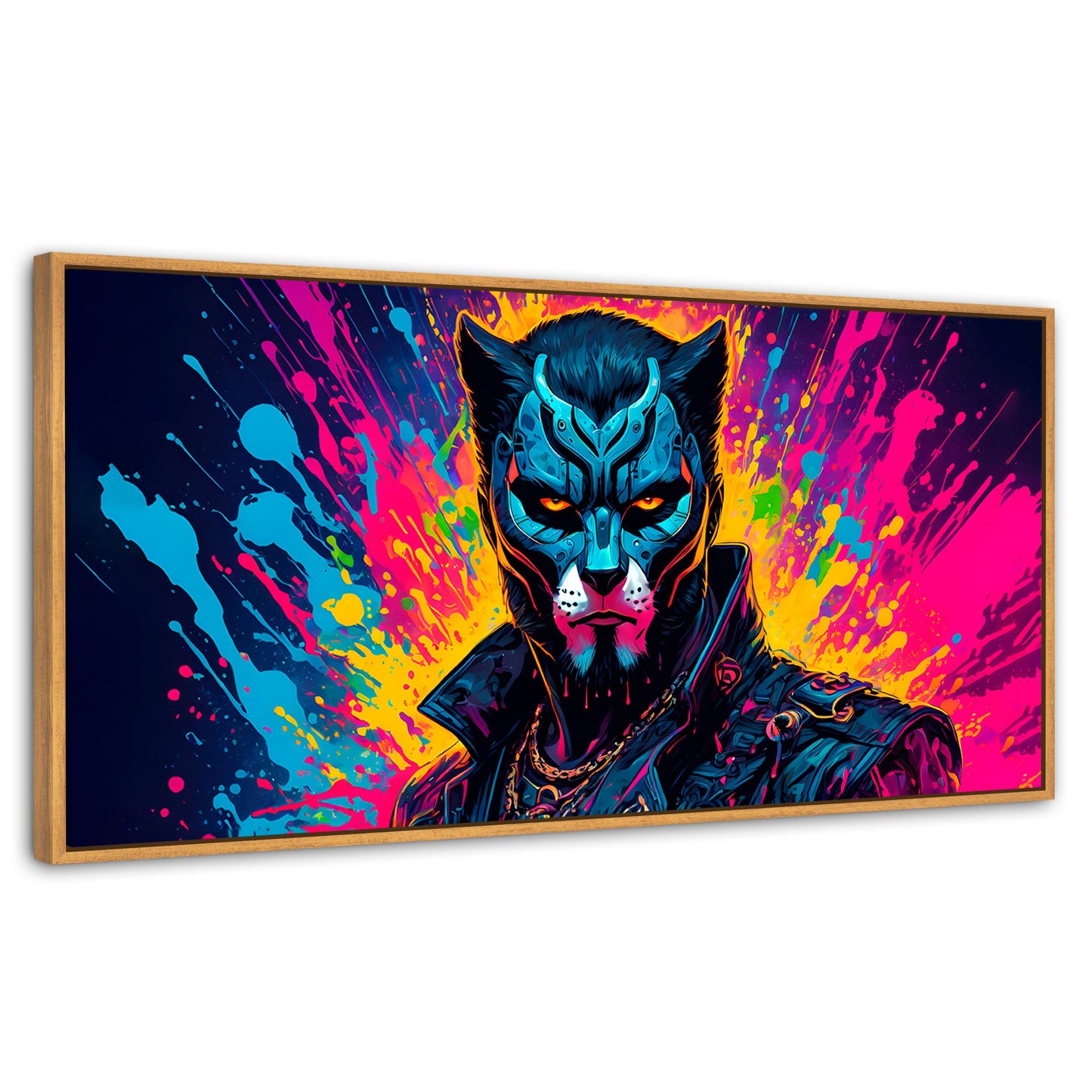 Cuadros Decorativos Canvas Revolution | Destellos Felinos | Panoramico | Portada | Marco Negro