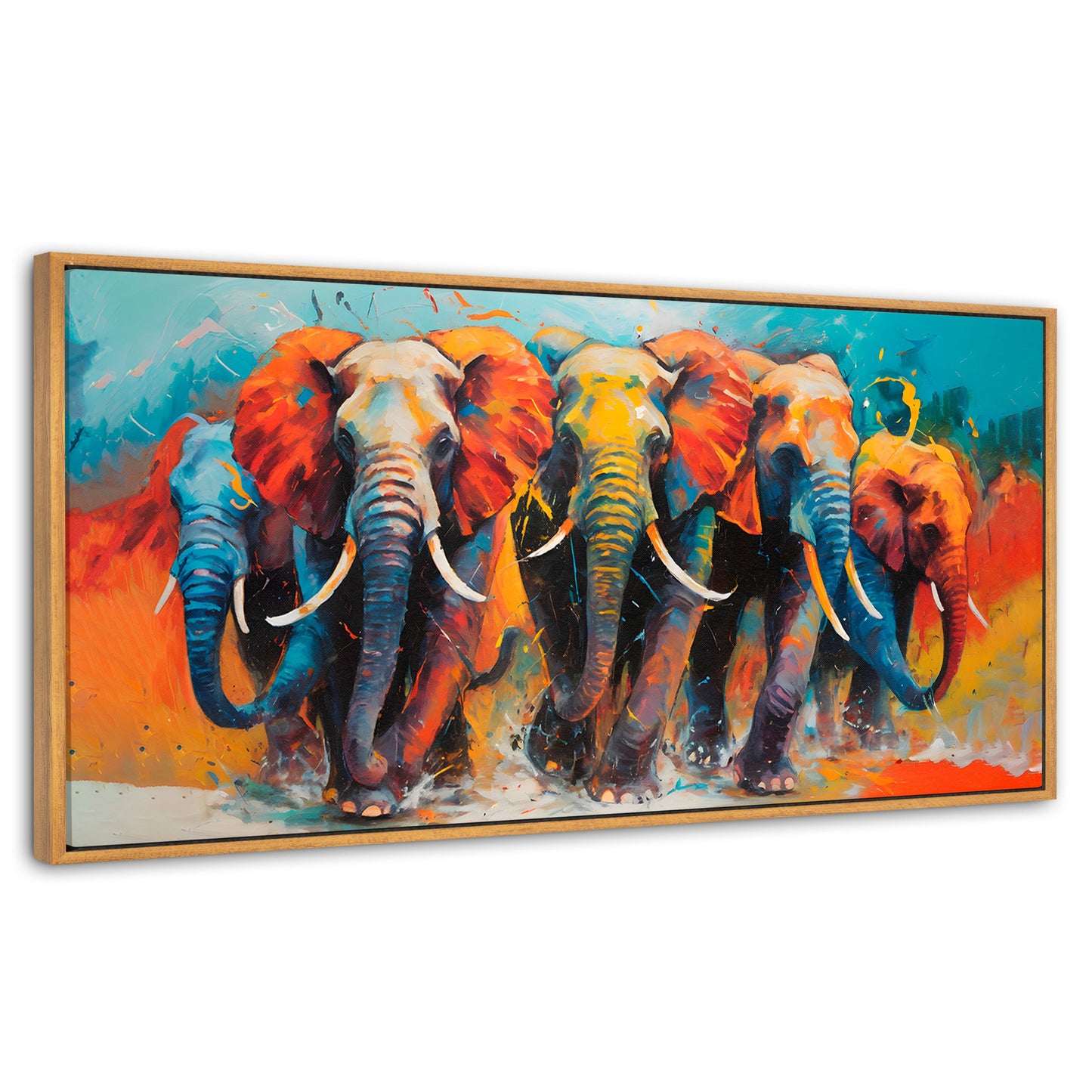 Cuadros Decorativos Canvas Revolution | Elefantes Corriendo | Panoramico | Portada