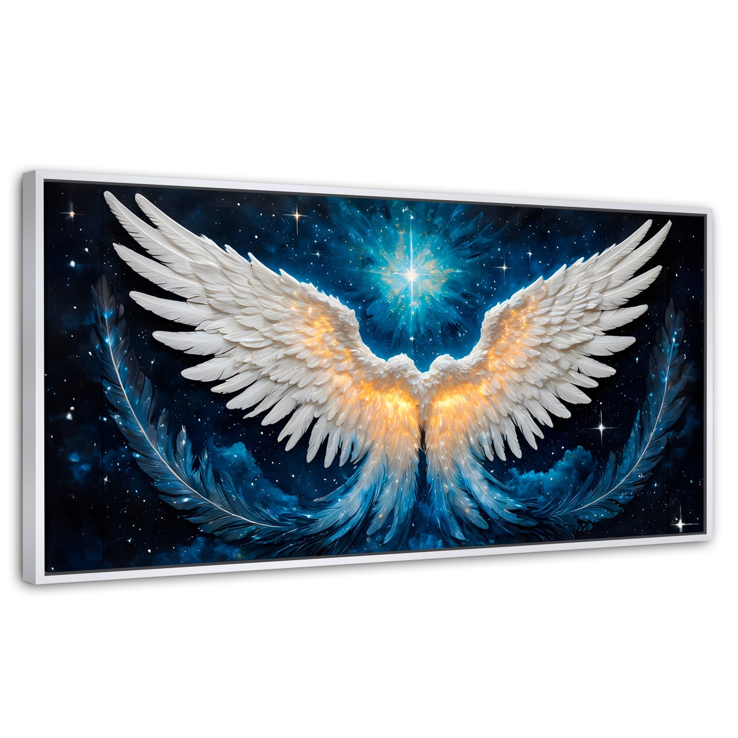 Cuadros Decorativos Canvas Revolution | Esencia Angelical | Panoramico | Portada | Marco Dorado