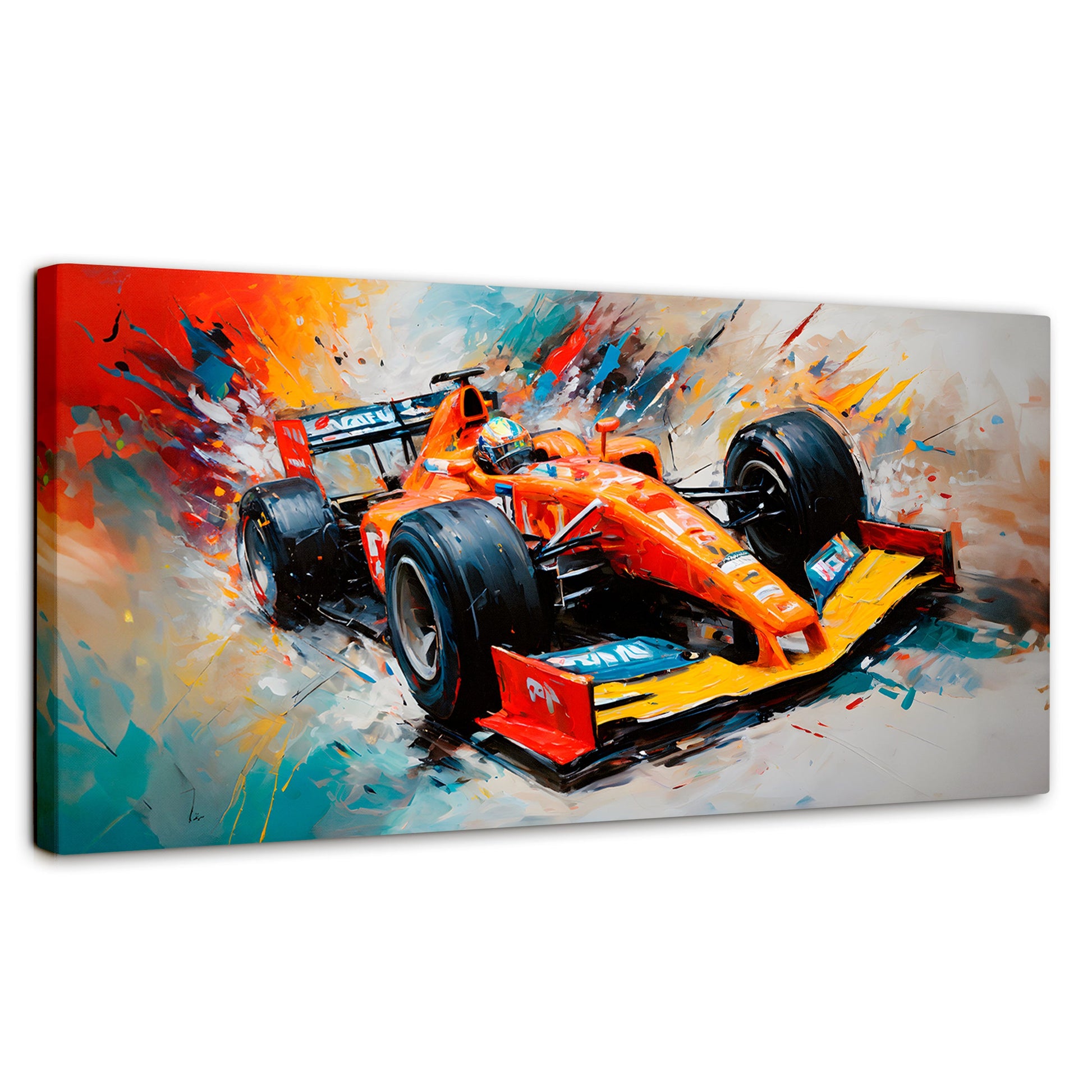 Cuadros Decorativos Canvas Revolution | F1 Carrera Colorida | Panoramico | Portada | Marco SinMarco