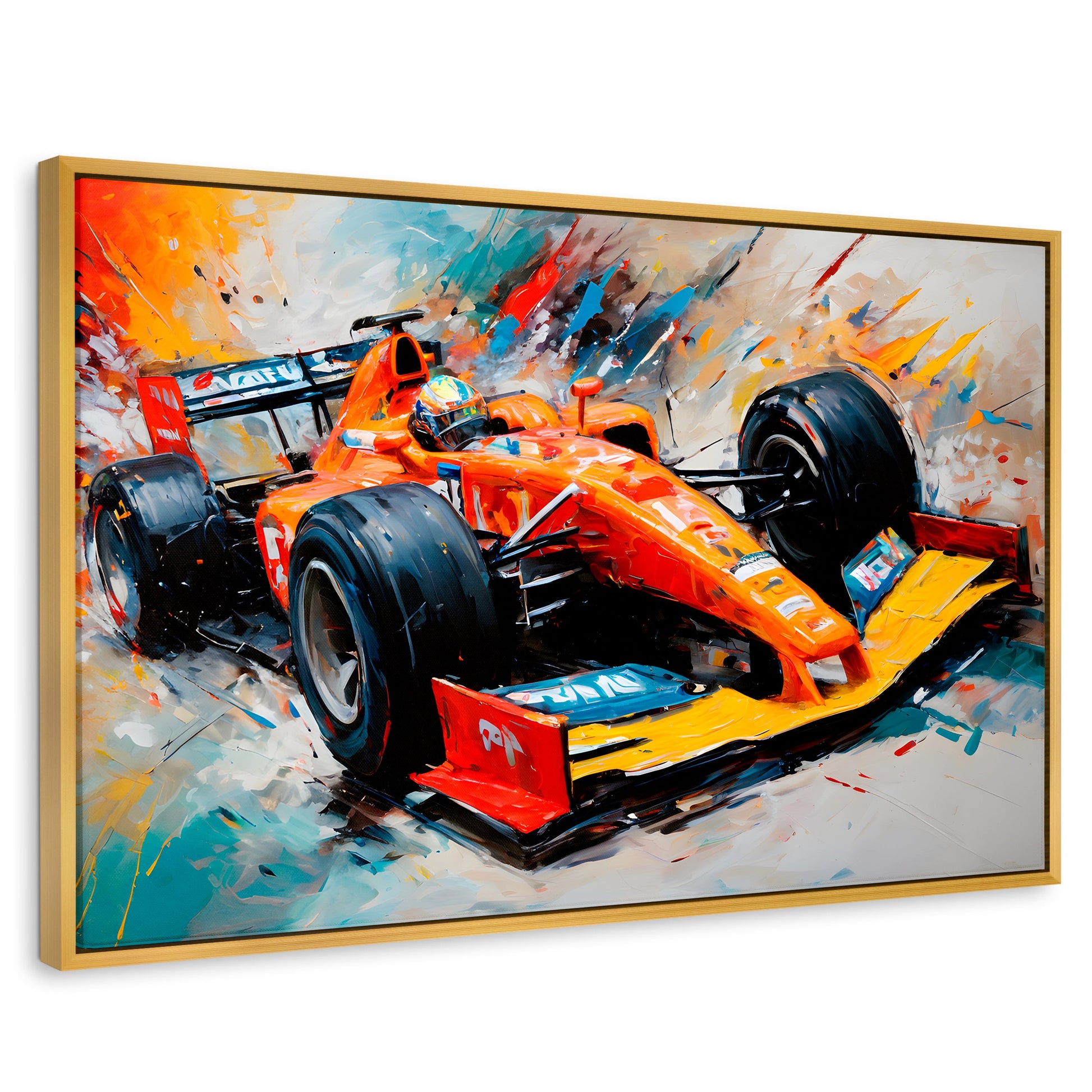 Cuadros Decorativos Canvas Revolution | F1 Carrera Colorida | Rectangular | Portada | Marco Dorado