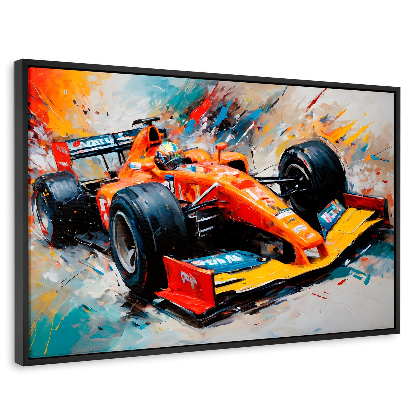 Cuadros Decorativos Canvas Revolution | F1 Carrera Colorida | Rectangular | Portada | Marco Negro