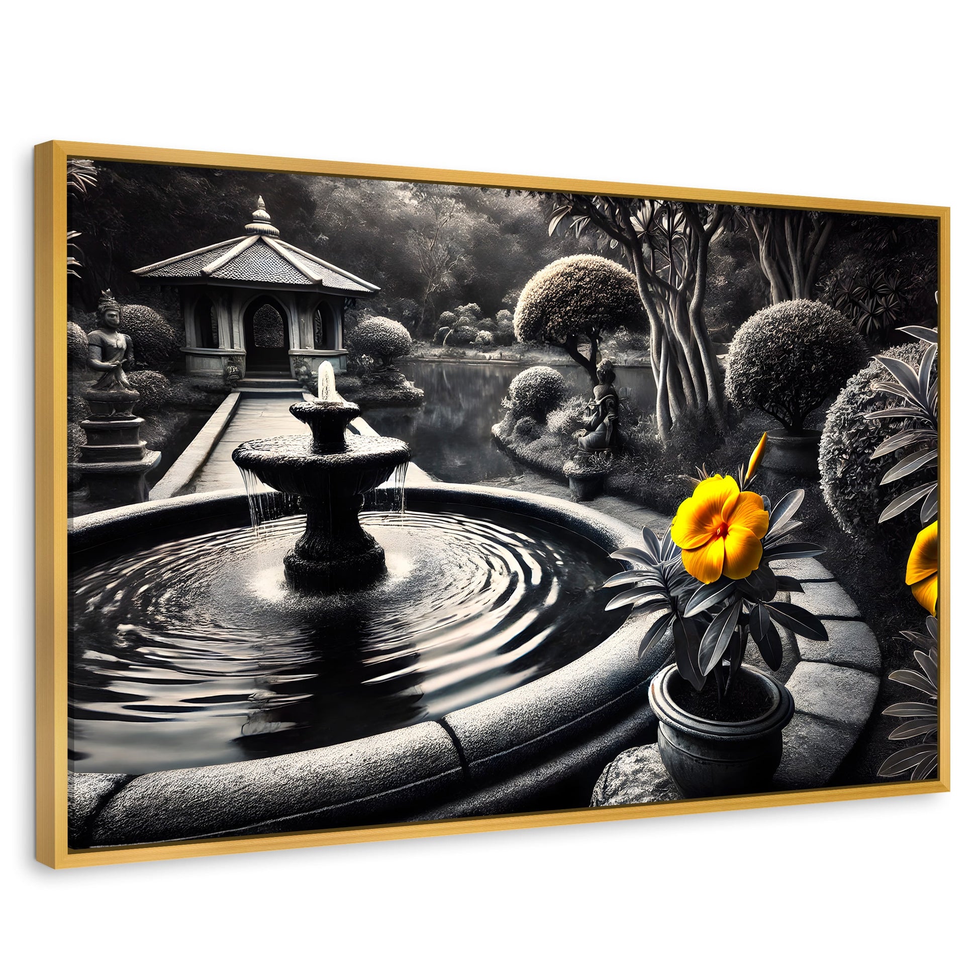 Cuadros Decorativos Canvas Revolution | Florecer Y Fluir | Rectangular | Portada | Marco Dorado
