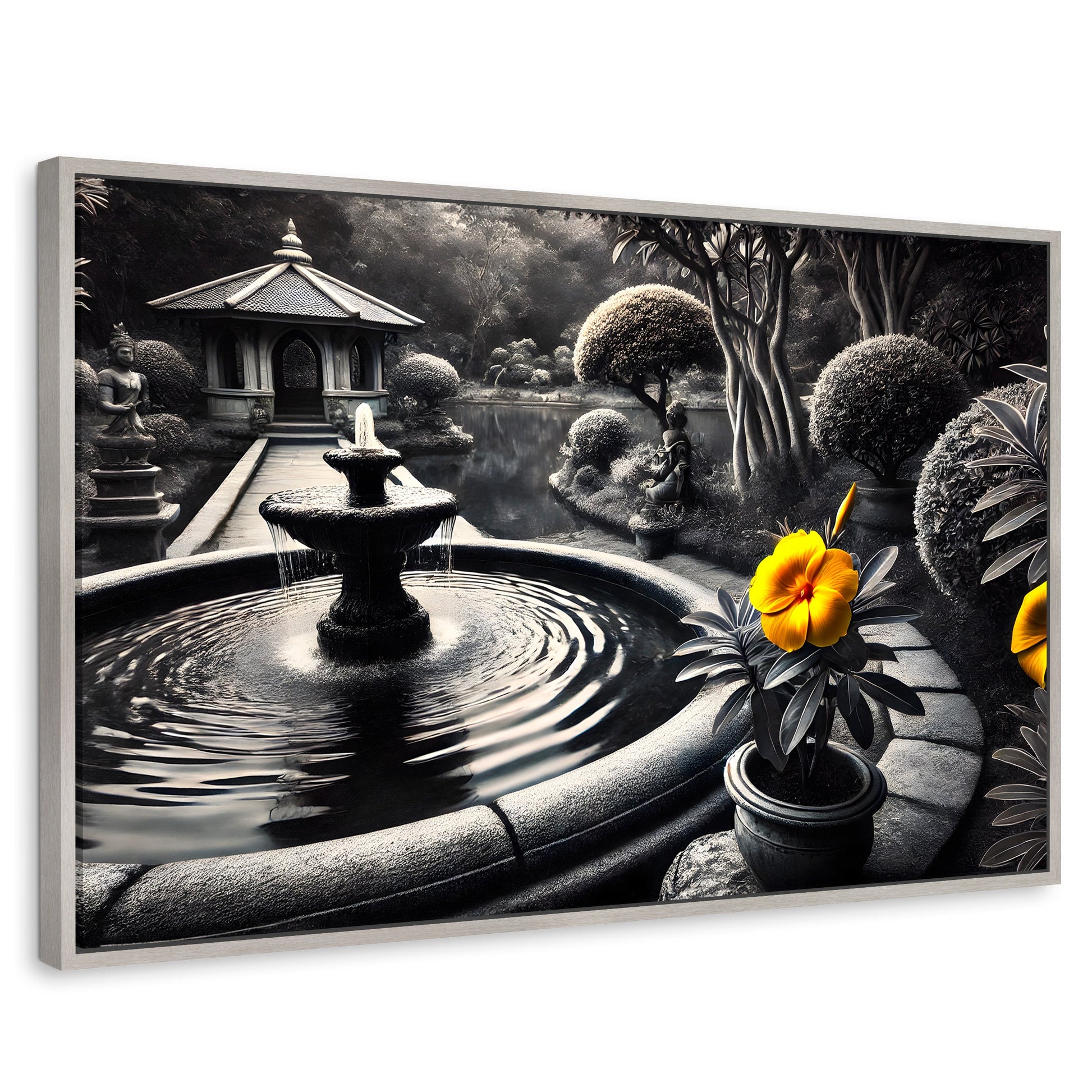 Cuadros Decorativos Canvas Revolution | Florecer Y Fluir | Rectangular | Portada | Marco Plateado