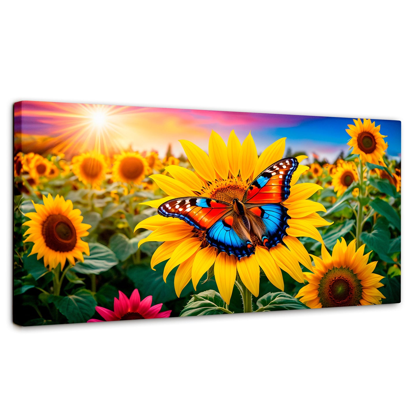 Cuadros Decorativos Canvas Revolution | Girasol Y Colores | Panoramico | Portada | Marco SinMarco