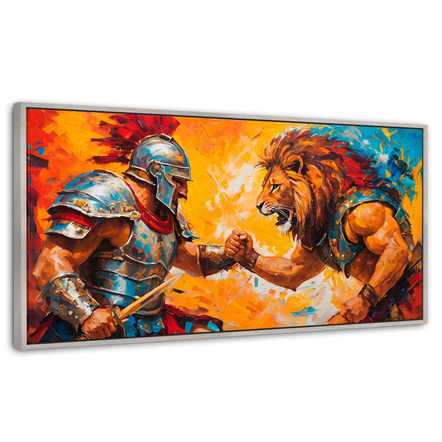 Cuadros Decorativos Canvas Revolution | Gladiador Vs Leon | Panoramico | Portada