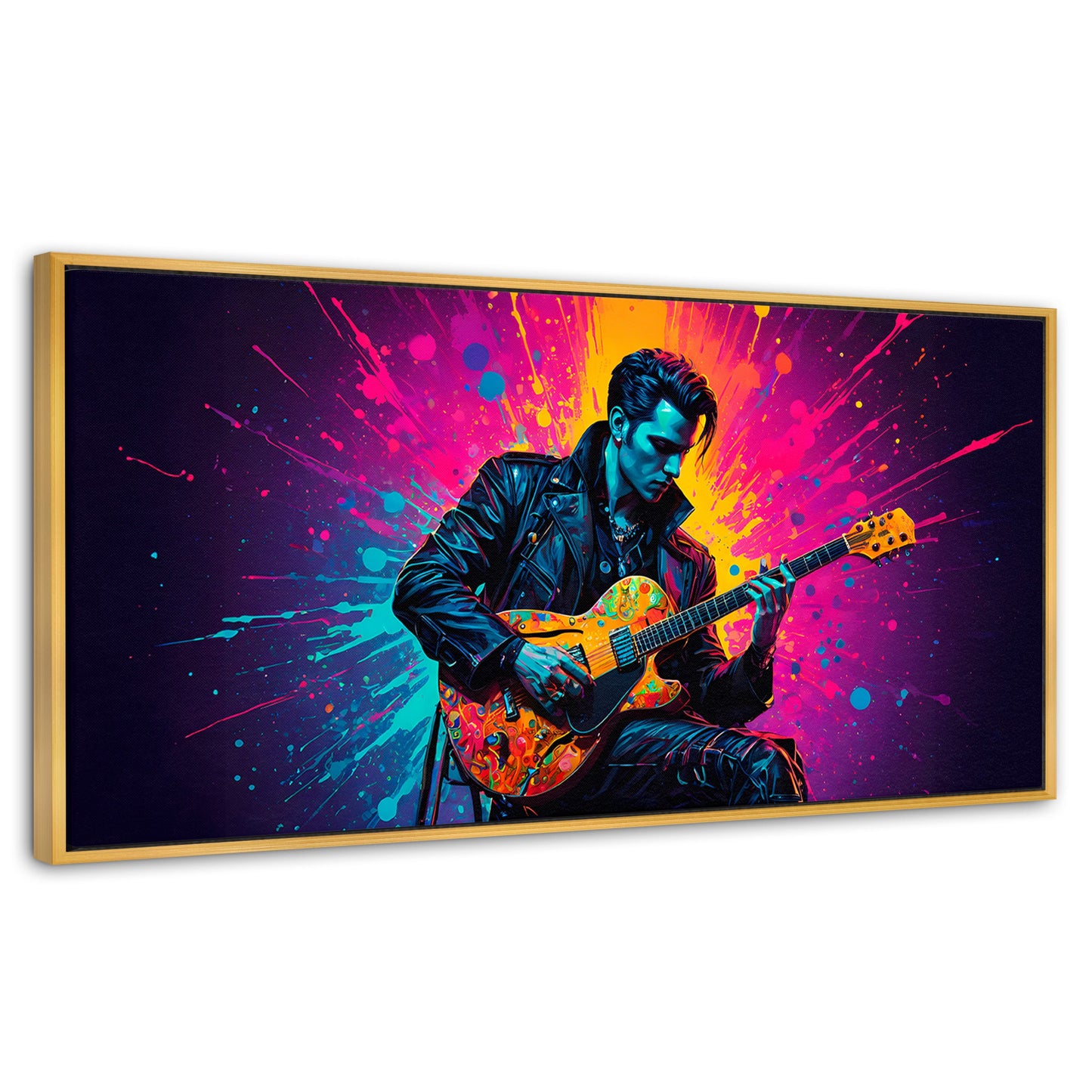 Cuadros Decorativos Canvas Revolution | Guitarrista Colores | Panoramico | Portada