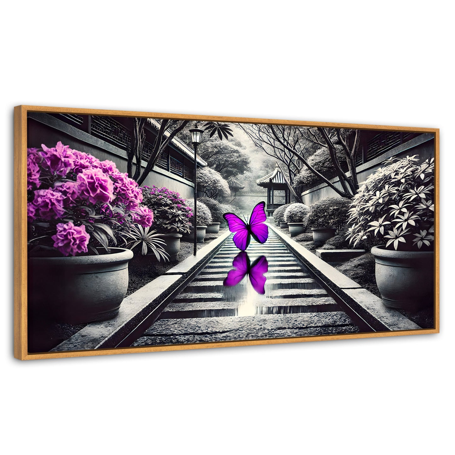 Cuadros Decorativos Canvas Revolution | Jardin En Vuelo | Panoramico | Portada | Marco Negro